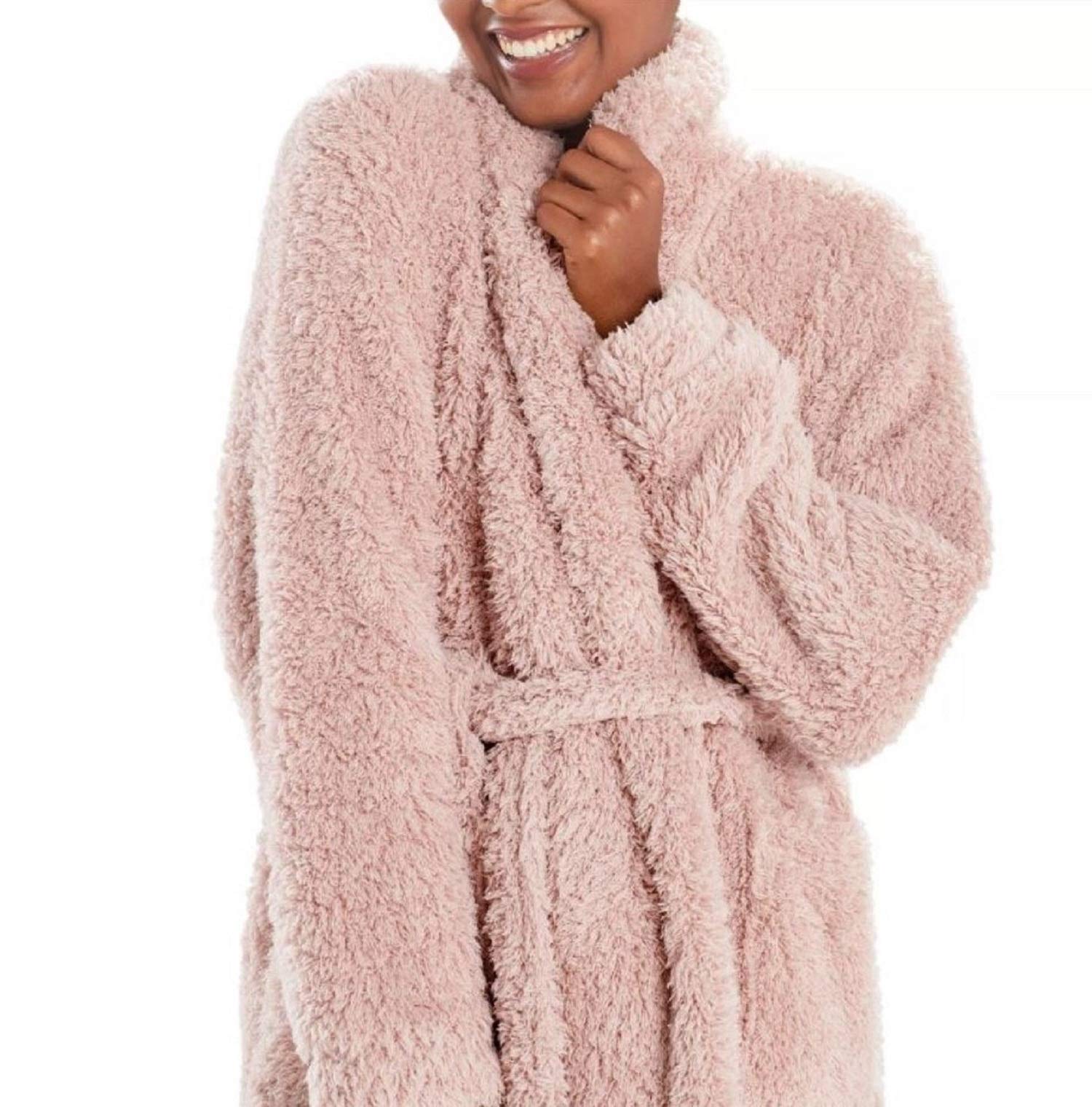 Soft Plush Lounge Cardigan for Women by N Natori - Rose Color (S/M) | Cozy & Stylish Sweater for Home, Office & Casual Outings