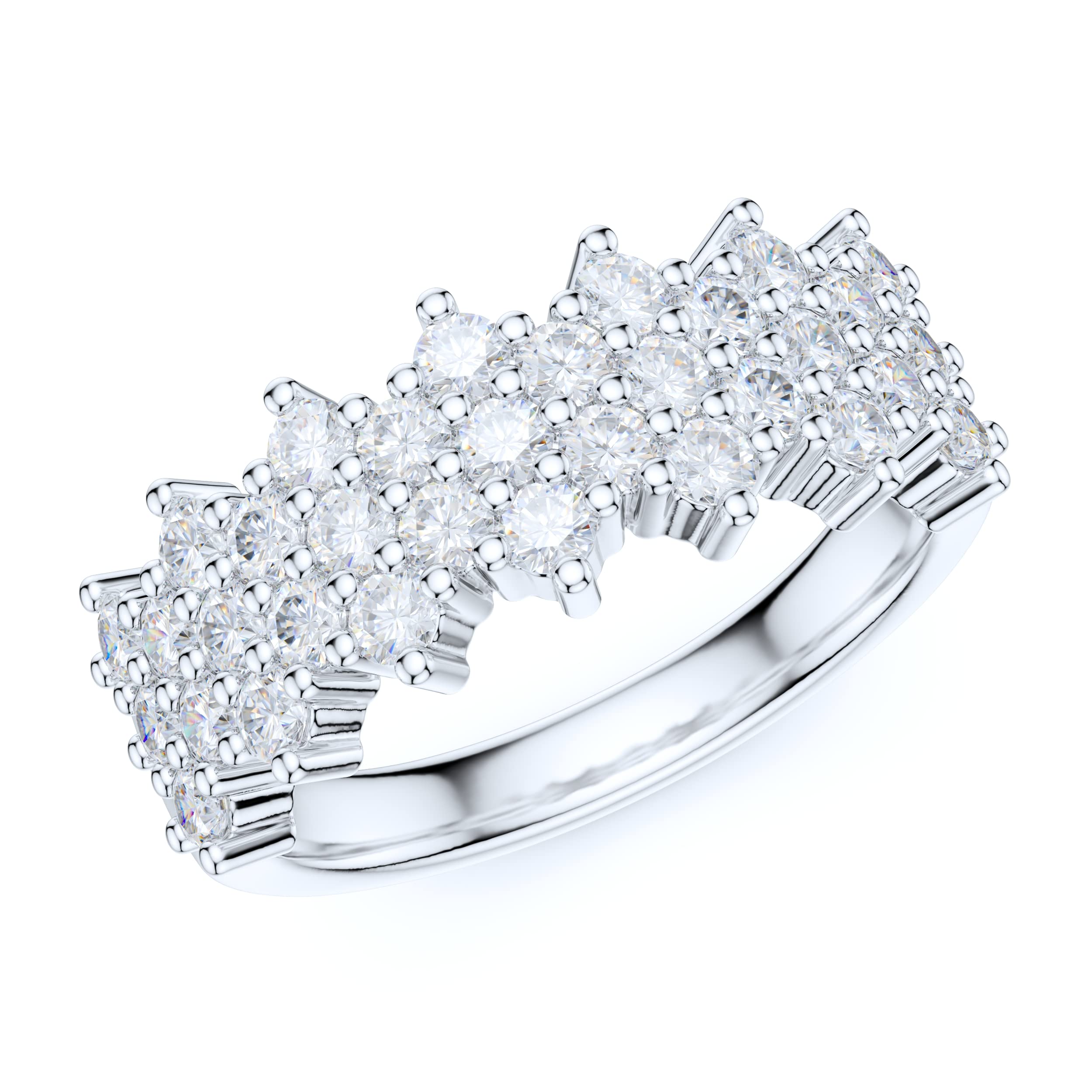 Sterling Silver Honeycomb Wedding Ring with Simulated Diamond or Genuine Moissanite - Half Eternity Band for Women, Bridal Jewelry, Anniversary Gift, Engagement Ring Alternative (Perfect for Weddings, Proposals & Special Occasions)