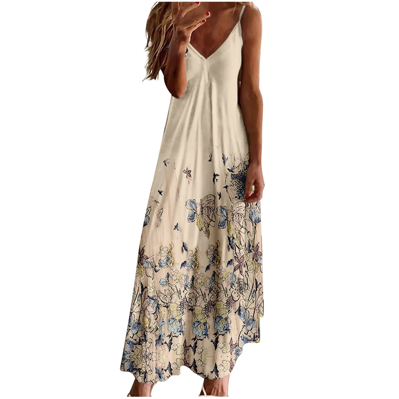 2022 Summer Women's Casual Print Camis Sleeveless V-Neck Vest Dress - Fashionable & Comfortable for Beach, Vacation & Daily Wear