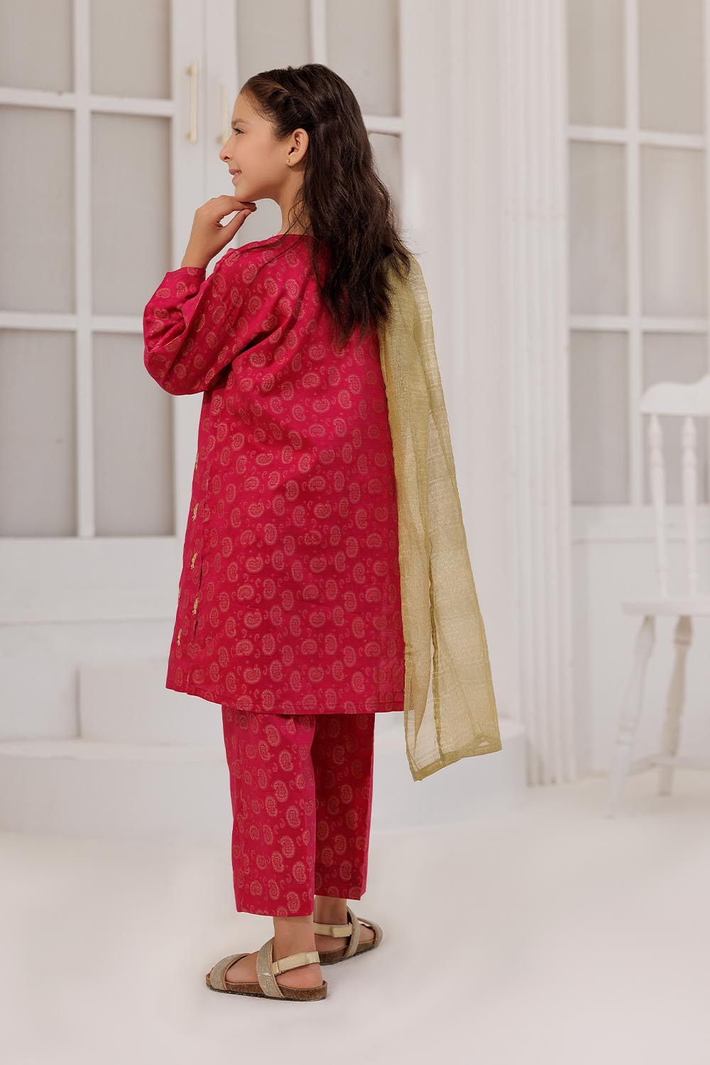Elegant Cotton Jacquard Gold Stitched Suit for Women - Perfect for Weddings, Parties & Special Occasions
