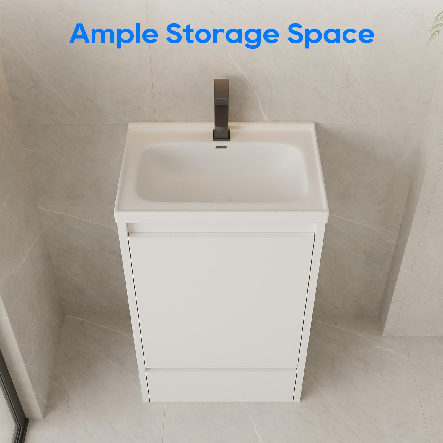20 Inch Modern White Freestanding Bathroom Vanity with Sink & Storage Drawer - Space-Saving Bathroom Cabinet for Small Spaces, Powder Rooms & Guest Baths