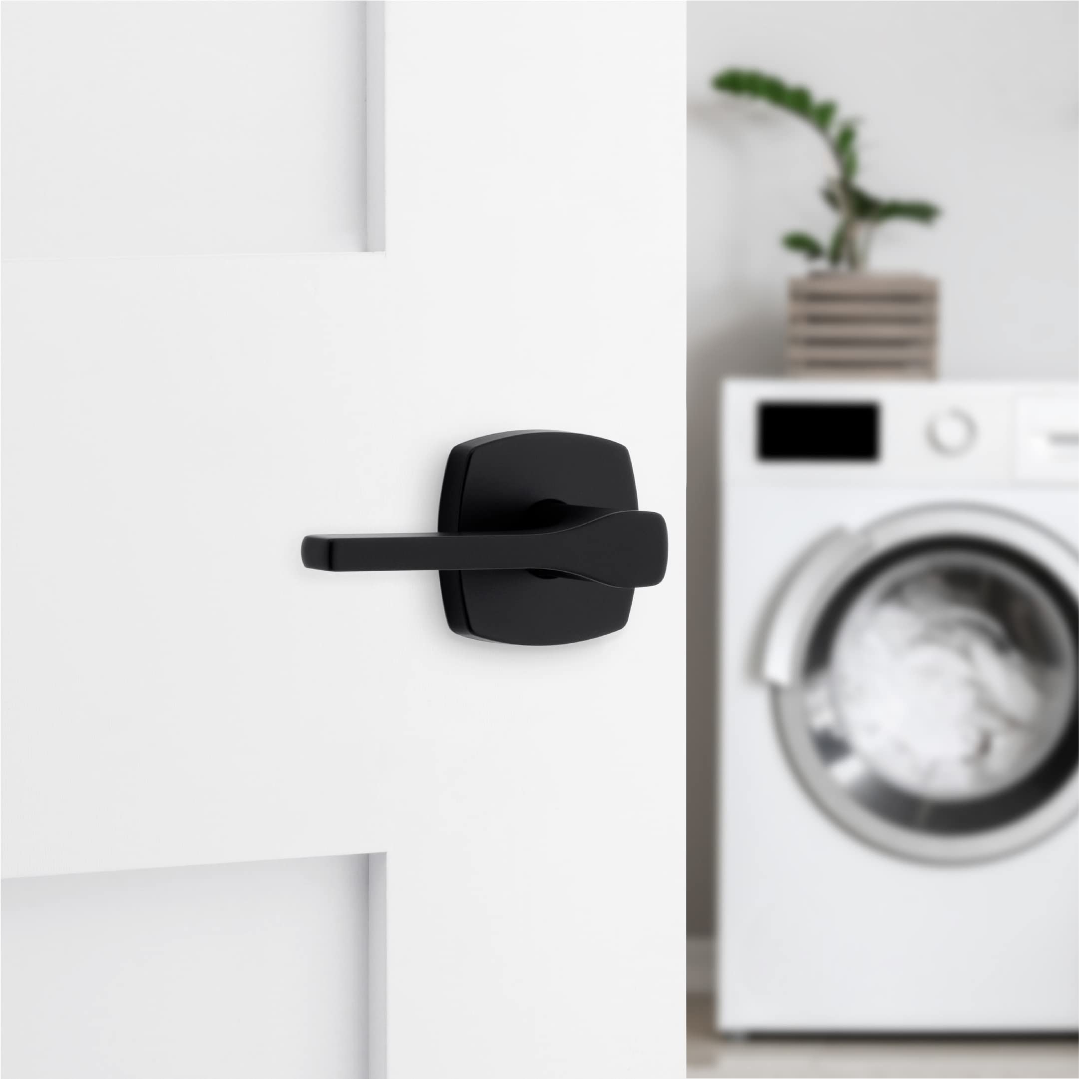 Kwikset Tripoli Lever Interior Door Handle - Reversible Non-Locking Matte Black with Microban Protection for Closet, Hallway & Bedroom Doors | Durable & Antimicrobial for High-Traffic Areas