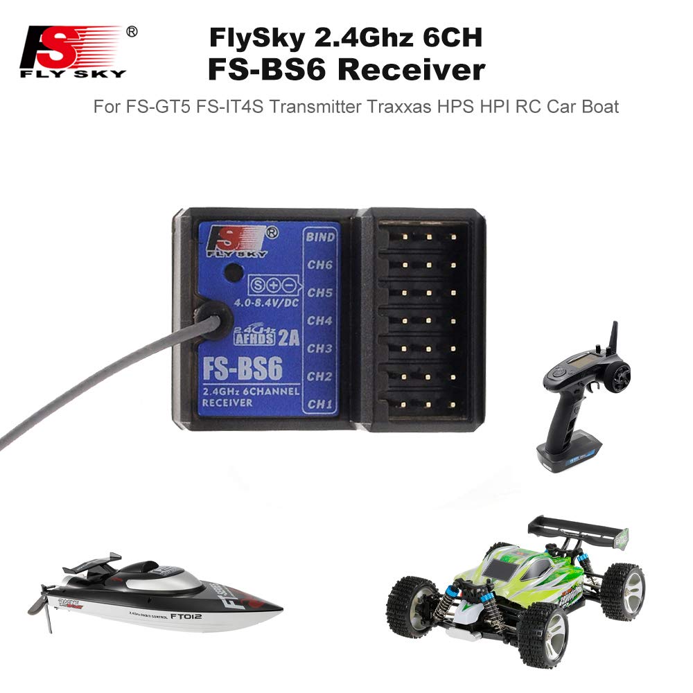 Flysky FS-BS6 6-Channel Receiver with Gyro Stabilization System - Compatible with FS-GT5 Remote Controller - for RC Cars, Trucks & Boats - Perfect for Racing, Drifting & Off-Road Adventures (1pcs FS-BS6)