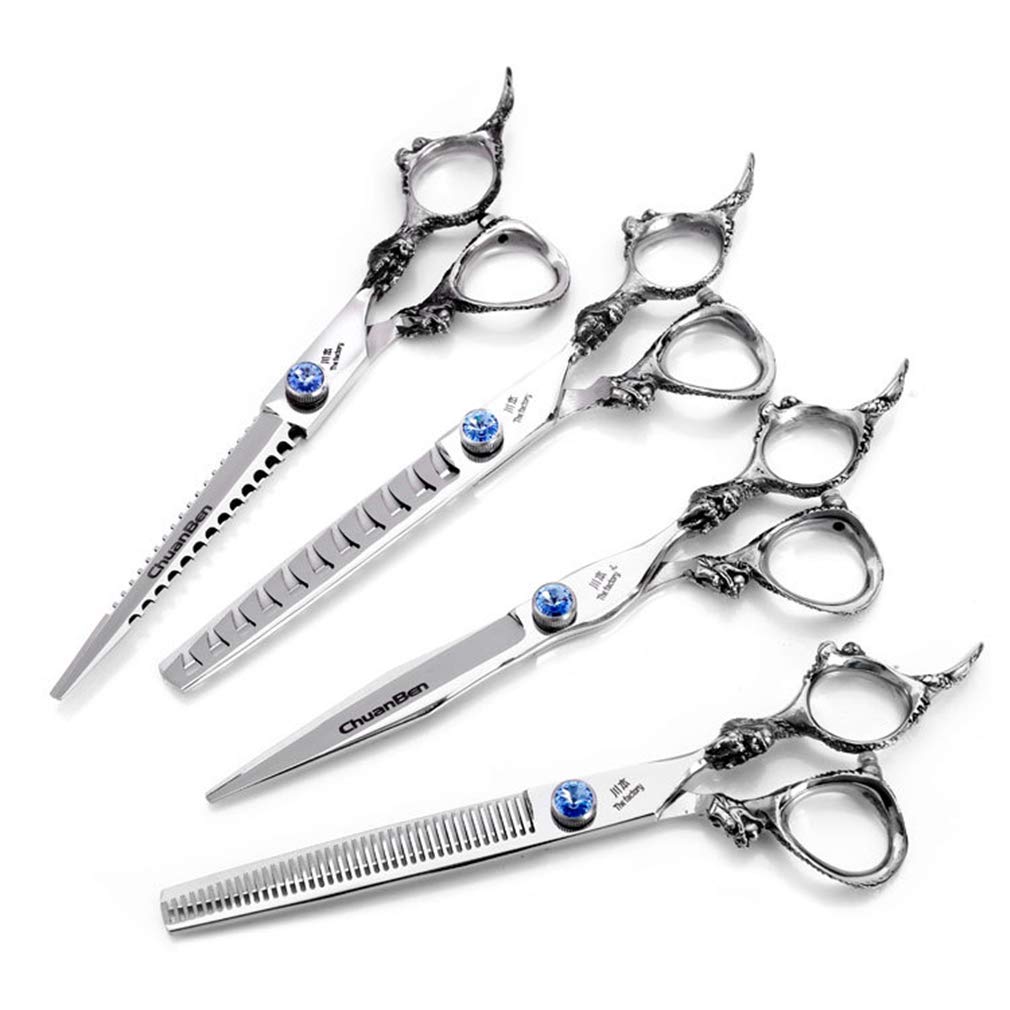 Premium 7.0 Inch Stainless Steel Pet Grooming Scissors Set - Professional Straight & Thinning Scissors with Comb for Dogs & Cats - Perfect for Home Grooming, Trimming, and Styling Pets' Fur