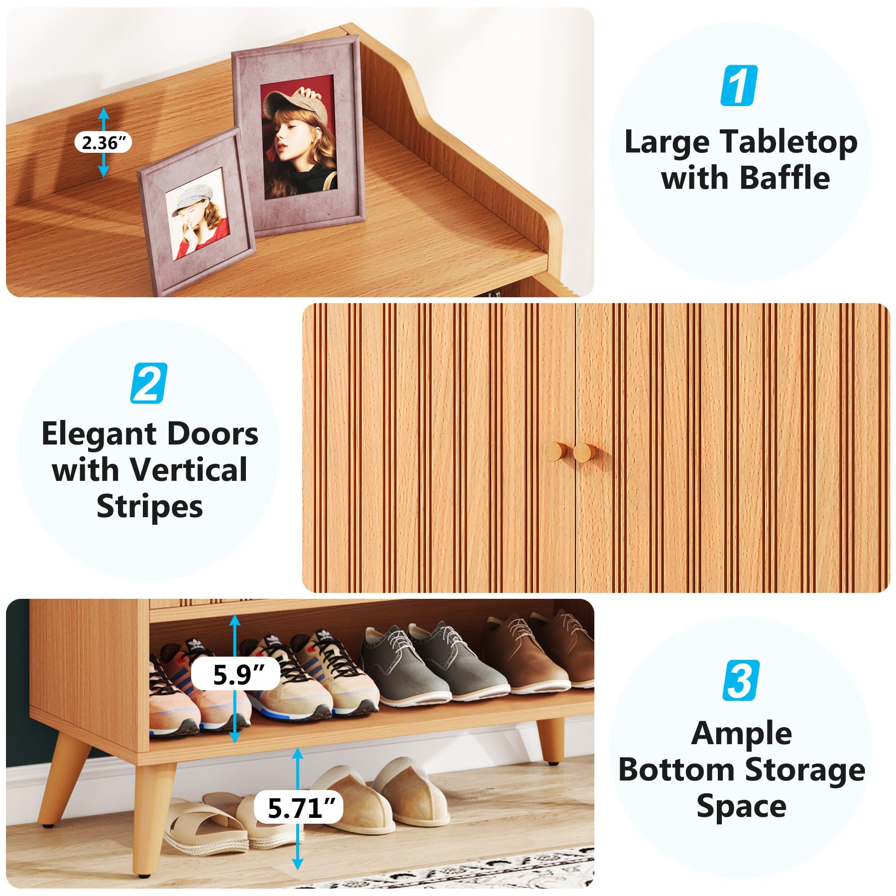 Tribesigns 5-Tier Wooden Shoe Storage Cabinet with Adjustable Shelves & Doors - Narrow Shoe Organizer for Entryway, Hallway, Closet - Perfect for Small Spaces & Home Organization