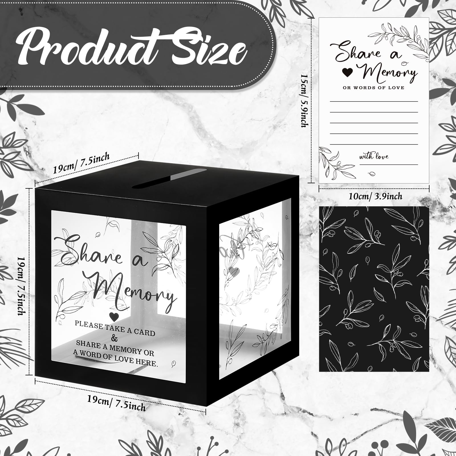 50 Pcs Greenery Memory Cards - Elegant Guest Book Alternative for Funerals, Weddings, Graduations, Bridal Showers, Birthdays & Anniversaries - Perfect for Collecting Cherished Memories (Black) - Great for Scrapbooking, Keepsake Boxes & Memorial Displays