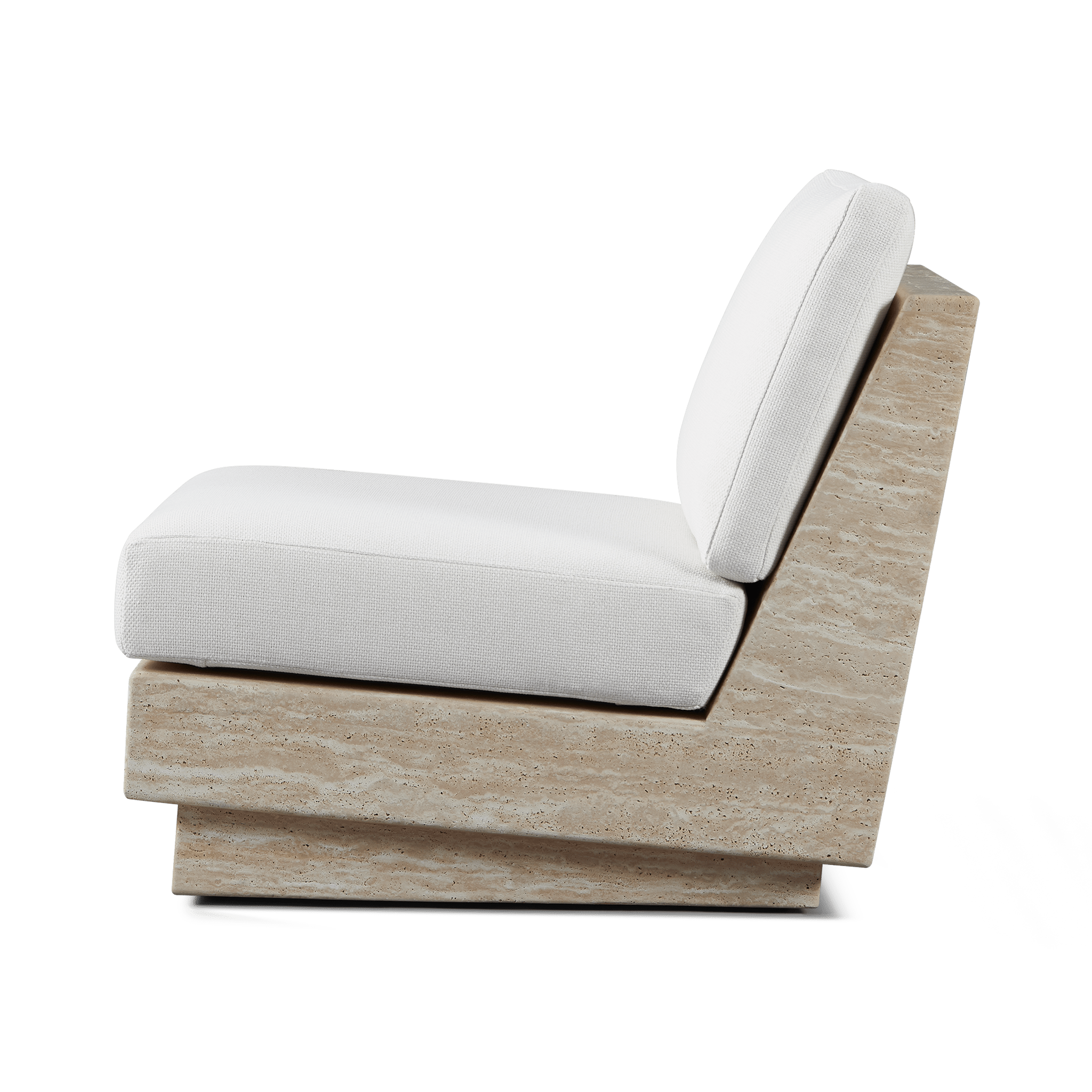 Tulum Travertine Armless Lounge Chair - Modern Outdoor Patio Furniture for Poolside, Garden, and Relaxation