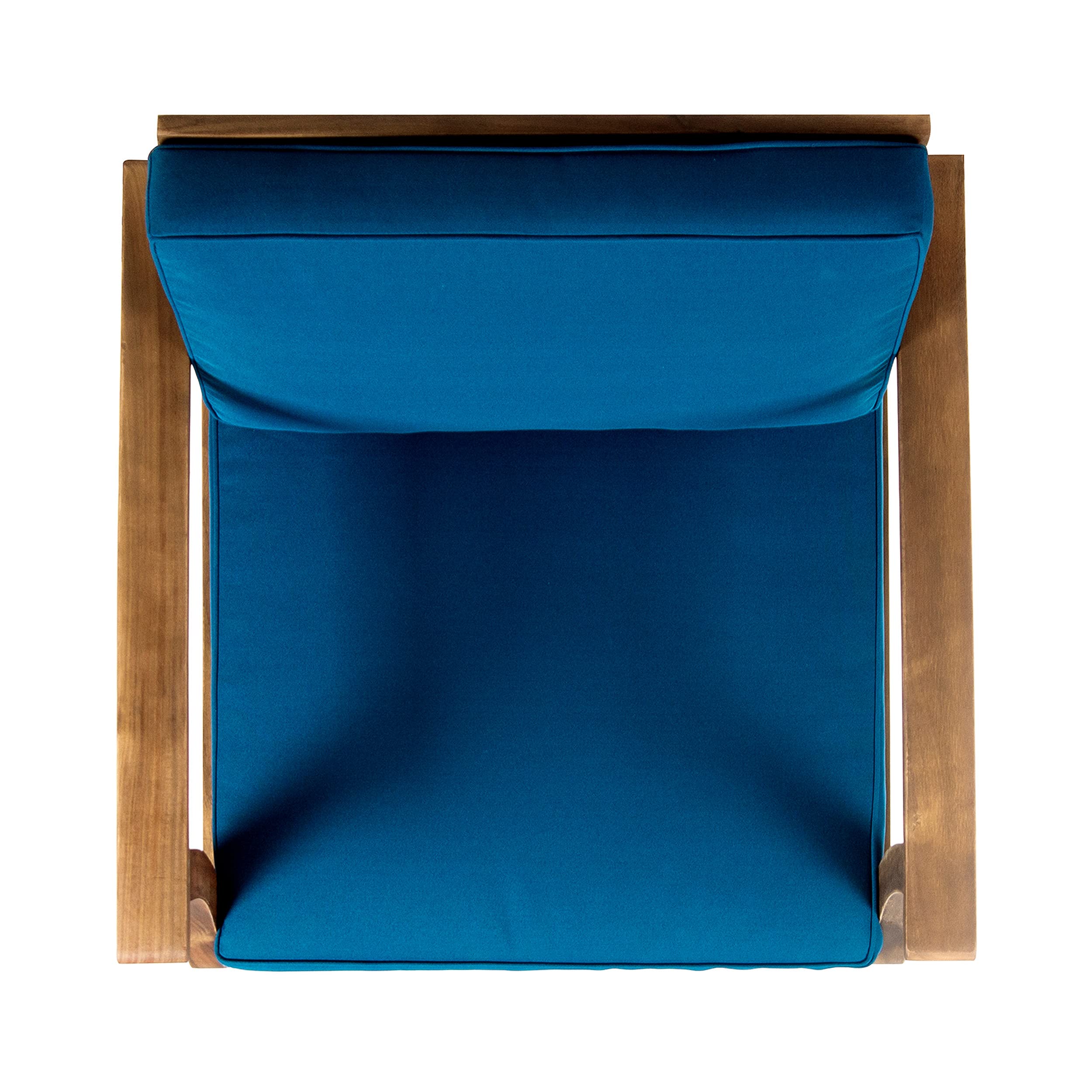 Christopher Knight Home Perla Outdoor Acacia Wood Club Chairs Set of 2 with Water Resistant Cushions - Teak Finish & Blue Fabric - Patio, Garden, Poolside Lounge Furniture for Backyard & Outdoor Relaxation