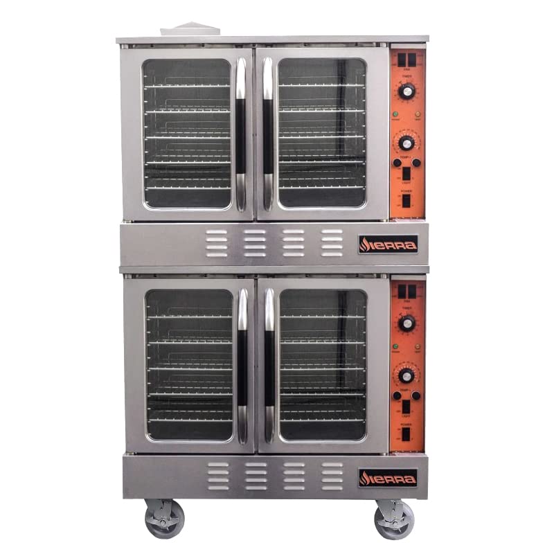 Sierra SRCO-2E Commercial Electric Full-Size Double Stack Convection Oven for Restaurants, Bakeries & Catering - Heavy Duty Baking, Roasting & Cooking