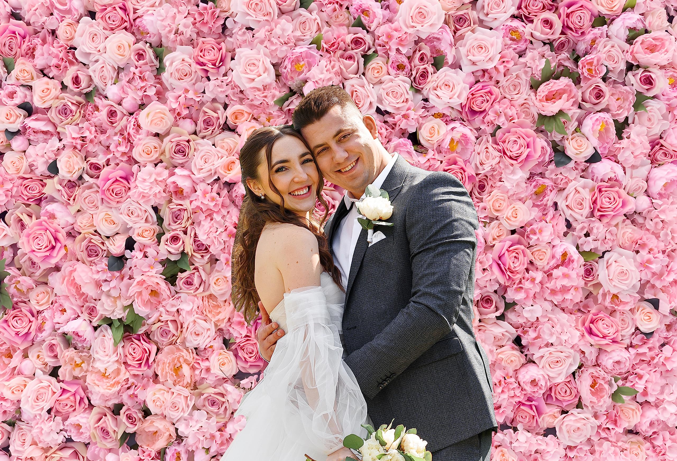 Aoihrraan 3x2.5m Pink Floral Wedding Backdrop - Romantic Flower Wall for Valentine's Day, Mother's Day, Bridal Showers, Birthday Portraits & Photography Background - Perfect for Weddings, Parties, Events & Photo Shoots