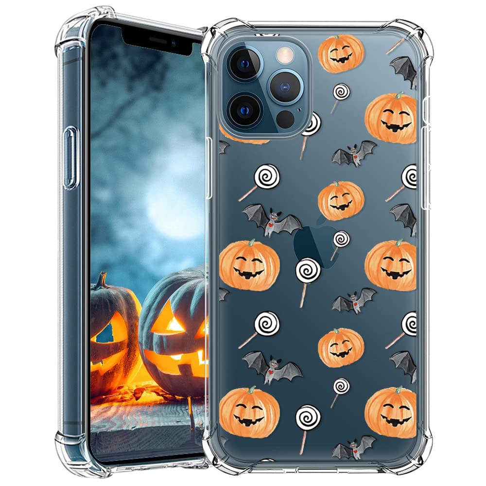 CAROKI Halloween Clear Phone Case for iPhone 12 Pro Max - Ghost Pumpkin Design Soft TPU Protective Slim Shockproof Cover for Boys & Girls | Perfect for Trick-or-Treating, Halloween Parties & Fall Festivals