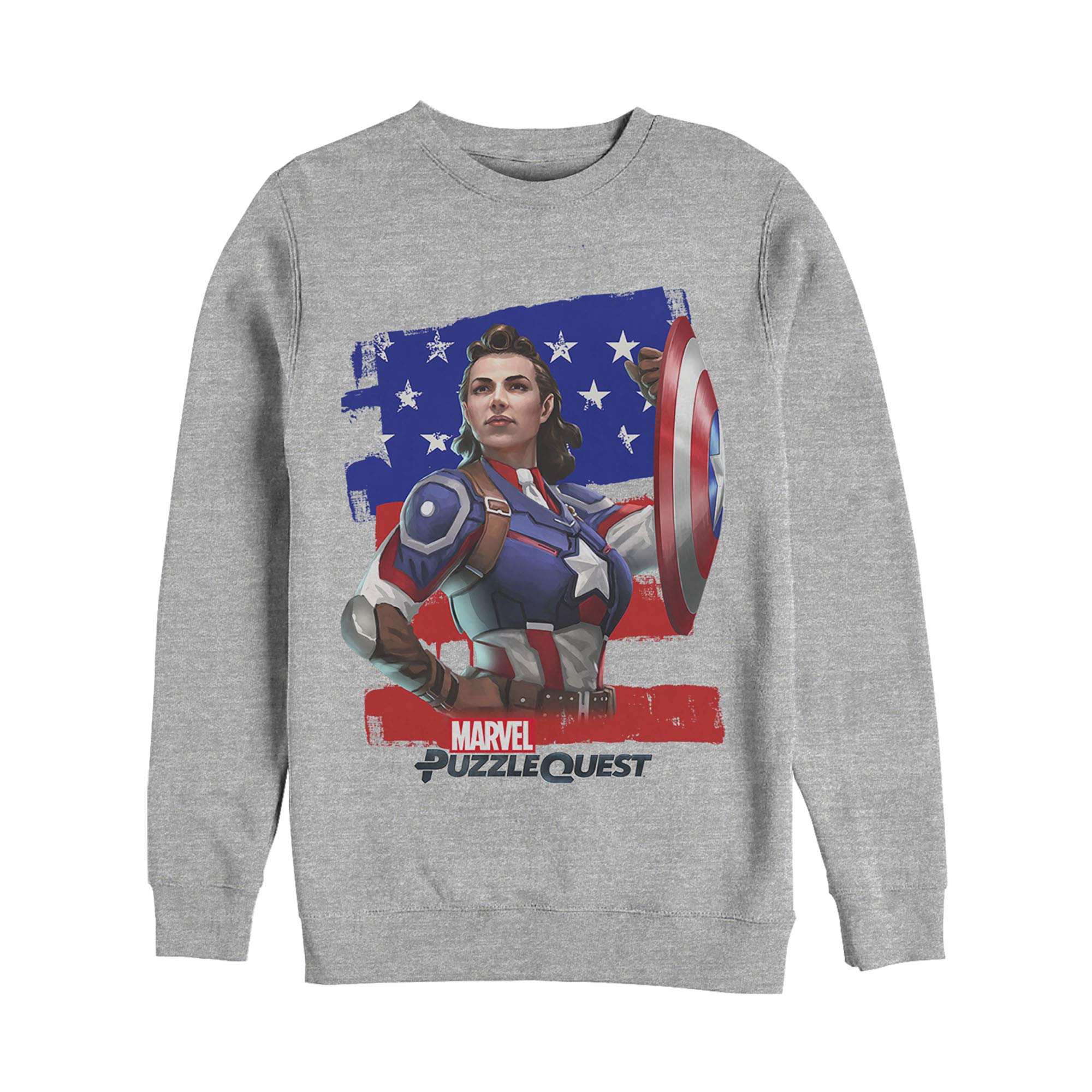 Marvel Men's Puzzle Quest Peggy Carter Sweatshirt | Official Marvel Comics Graphic Tee | Casual Superhero Apparel for Men | Perfect for Cosplay, Comic Con & Everyday Wear
