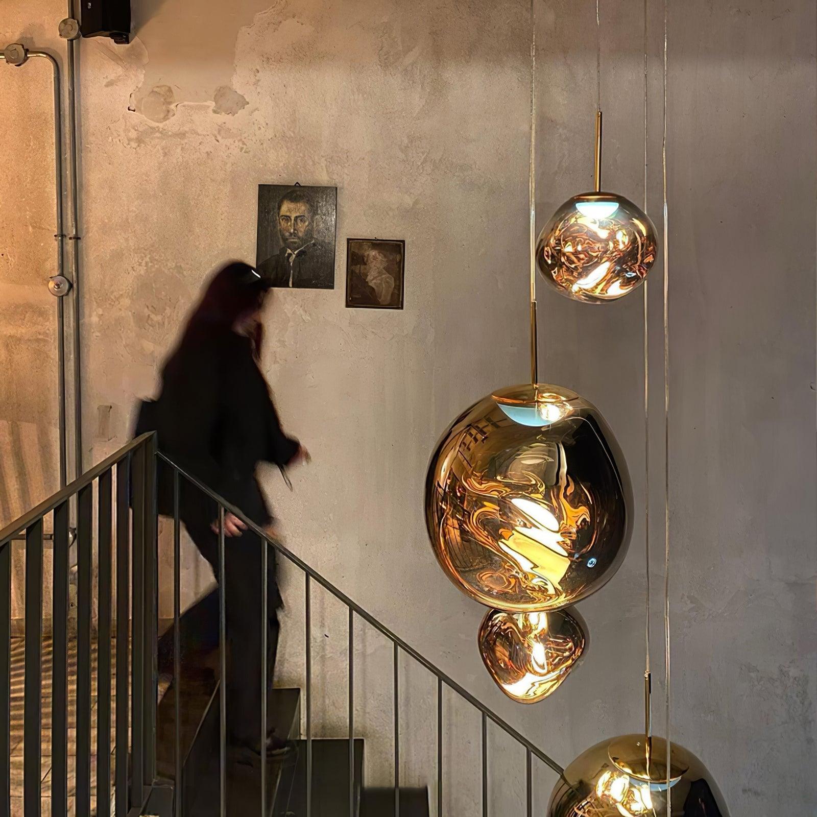Modern Lava Pendant Lamp - Handcrafted Glass Ceiling Light Fixture for Dining Room, Kitchen Island & Bedroom Decor - Dimmable Hanging Light with Unique Volcanic Texture Design