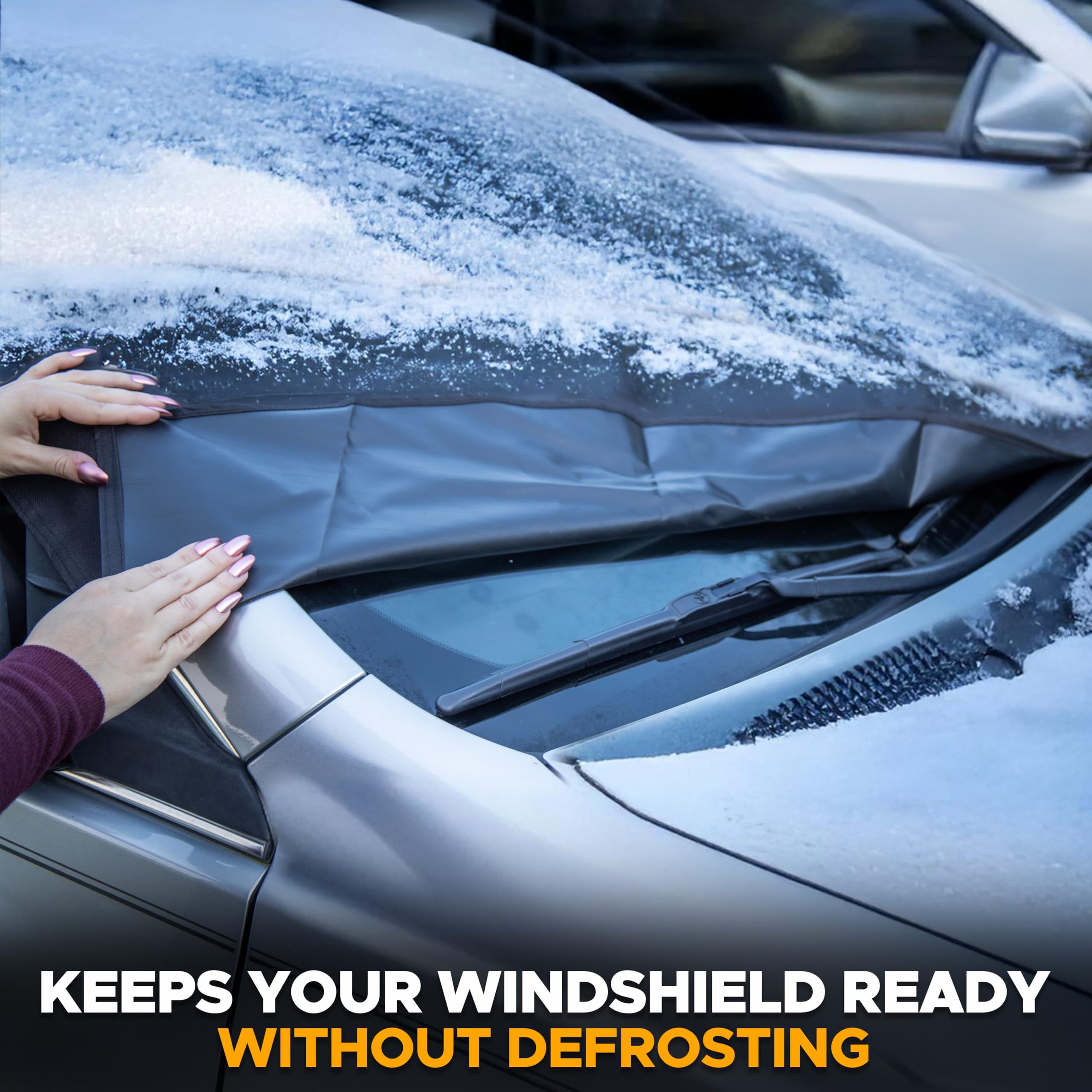 EcoNour 600D Polyester Car Windshield Cover for Ice & Snow - Heatproof Winter Car Accessory for Christmas Decor