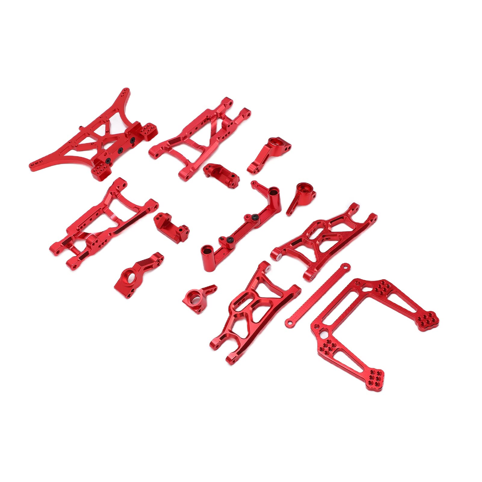 Upgraded Front & Rear Suspension Arm Kit for 1/10 TRAXXAS SLASH 2WD RC Car - Red Aluminum Alloy Parts Replacement - Perfect for Off-Road Racing & Bashing