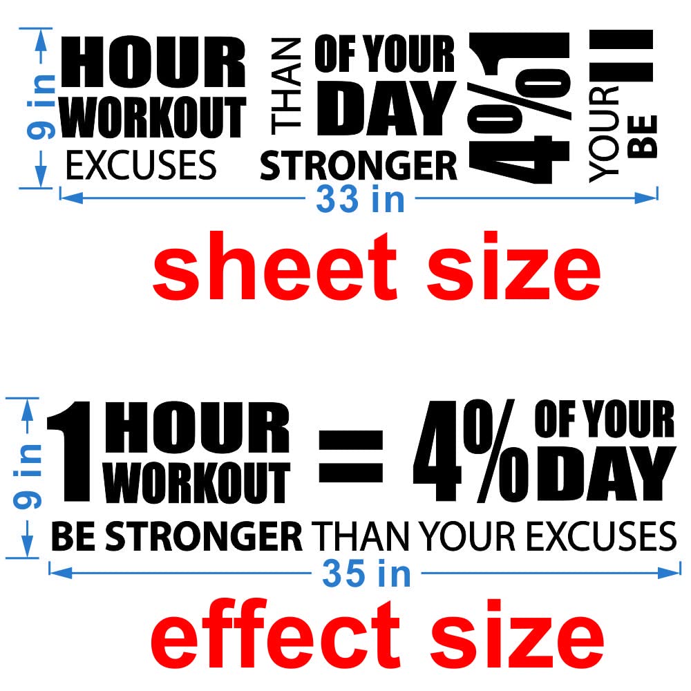 ANFRJJI Motivational Workout Wall Decal - Removable PVC Gym Sticker for Home & Commercial Fitness Spaces - Perfect for Gym Wall Decor, Yoga Studios & CrossFit Centers - 9
