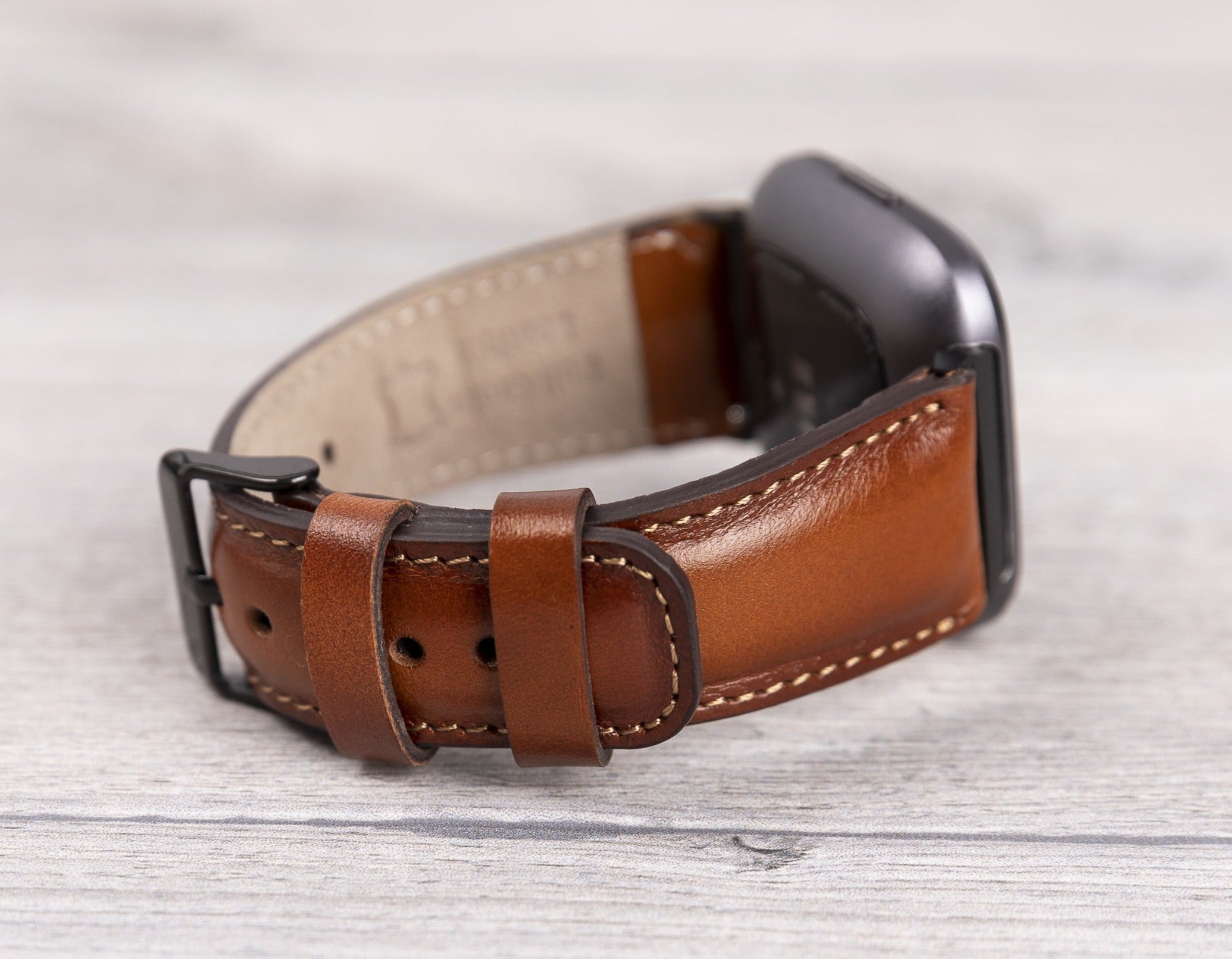 Premium Burnished Tan Leather Replacement Band for Fitbit Watches - Classic & Stylish Strap for Versa, Charge, Inspire - Perfect for Work, Gym & Everyday Wear