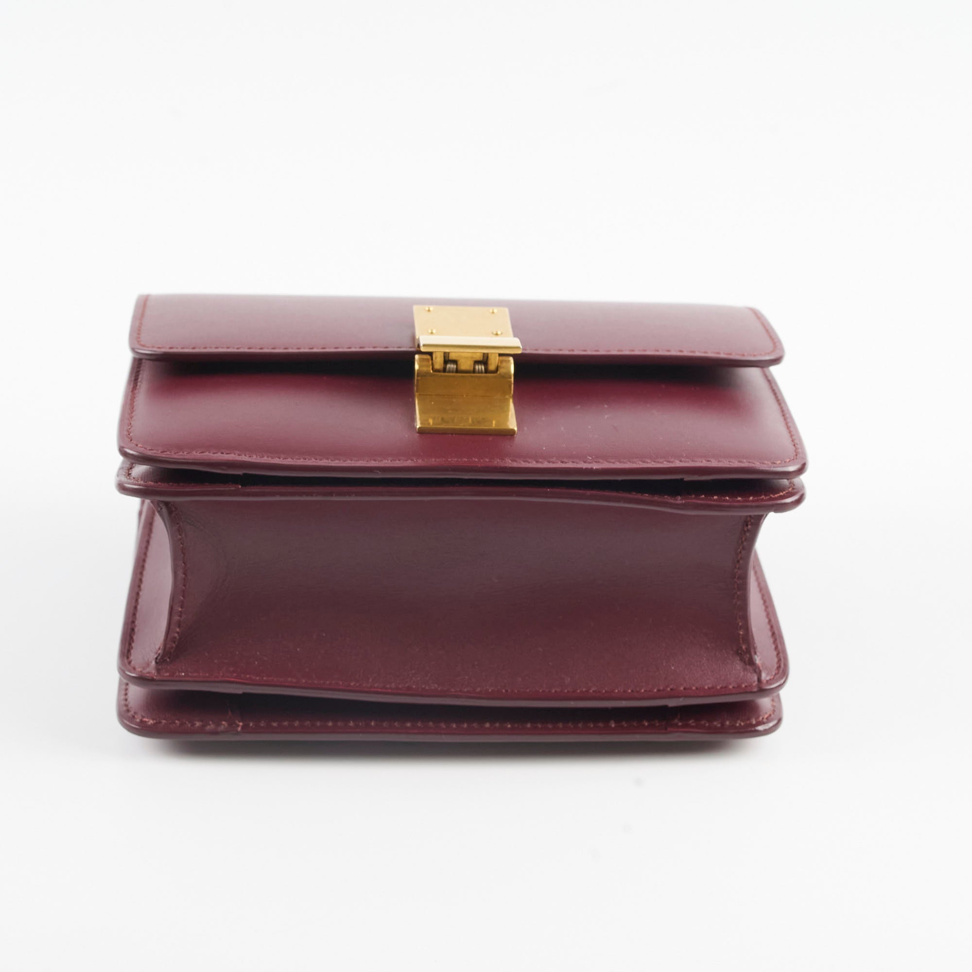 Celine Mini Box Bag in Burgundy Leather - Elegant Crossbody Purse for Women | Perfect for Work, Travel & Evening Events