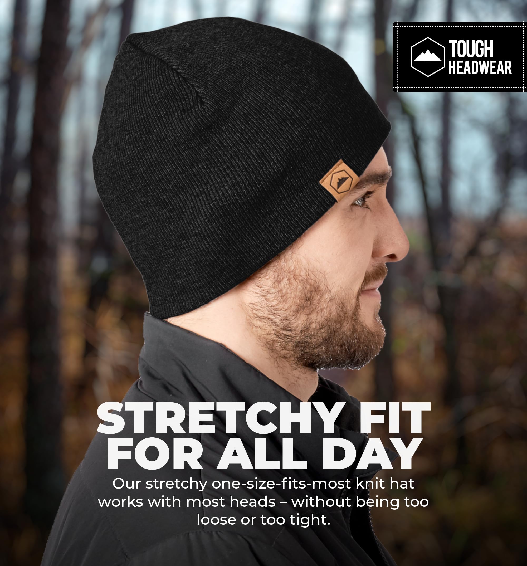 Tough Headwear Daily Knit Beanie for Men & Women - Warm Winter Hat for Cold Weather - Cozy Unisex Skull Cap - Perfect for Outdoor Activities, Skiing, Snowboarding and Casual Winter Fashion