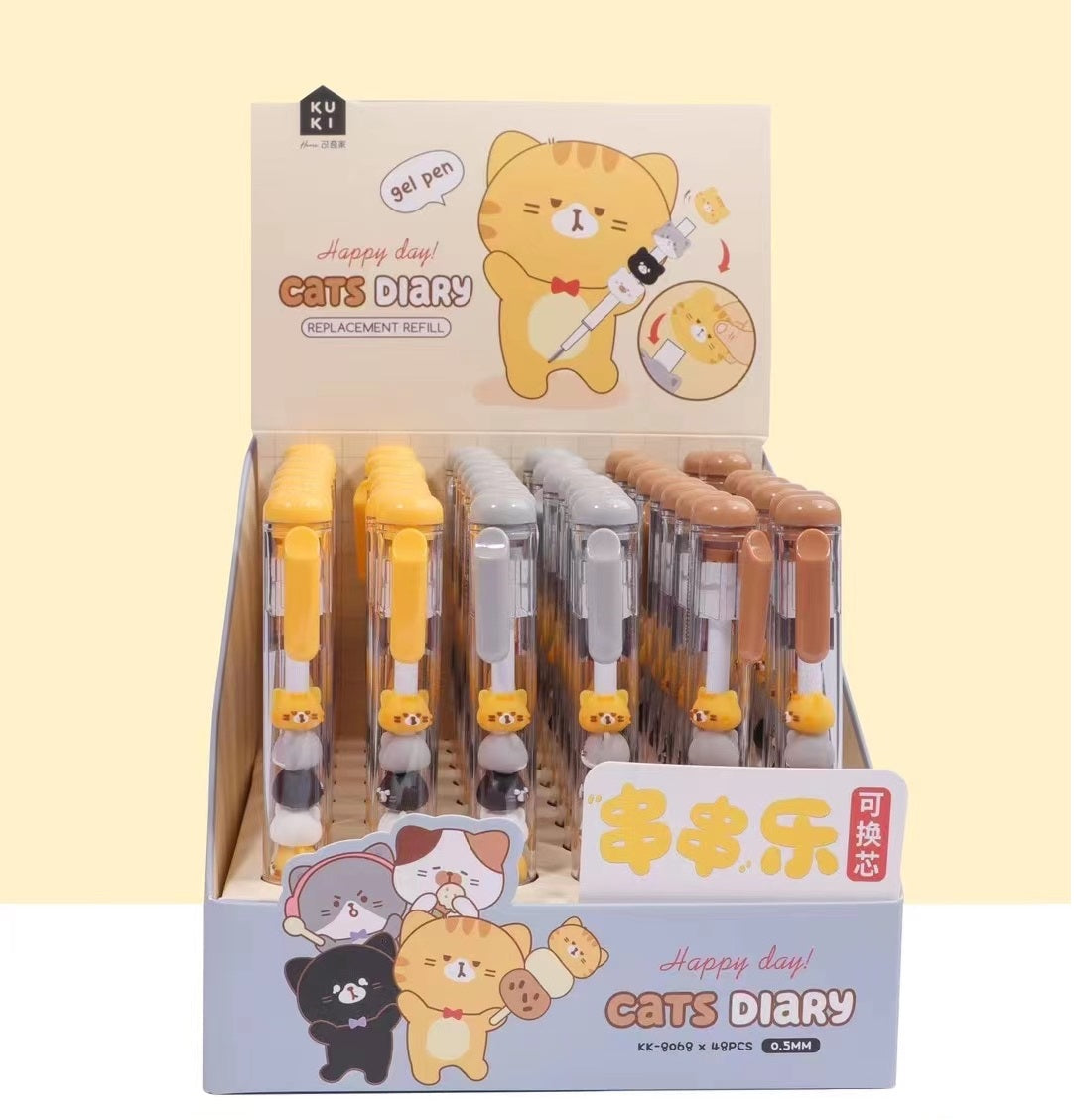 Premium Cat Pile Gel Pens - Smooth Writing 0.5mm Fine Point, 12 Vibrant Colors for Journaling, Note Taking & Creative Doodling - Perfect for School, Office & Art Projects