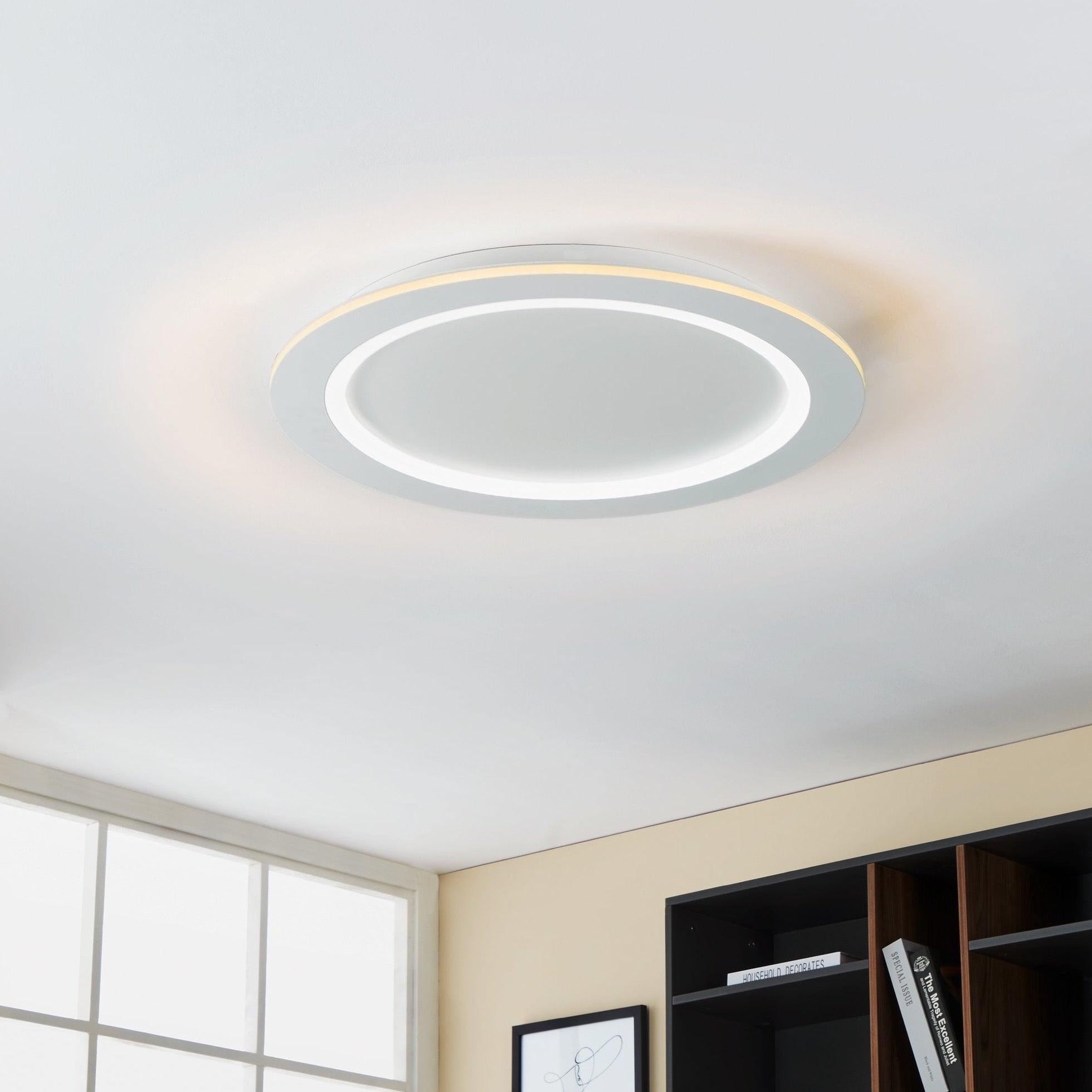 Eglo Connect Padrogiano Z Smart Round LED Flush Mount Ceiling Light 23.4 Inch - Modern Dimmable Lighting for Bedroom, Living Room & Kitchen | Alexa & Google Home Compatible