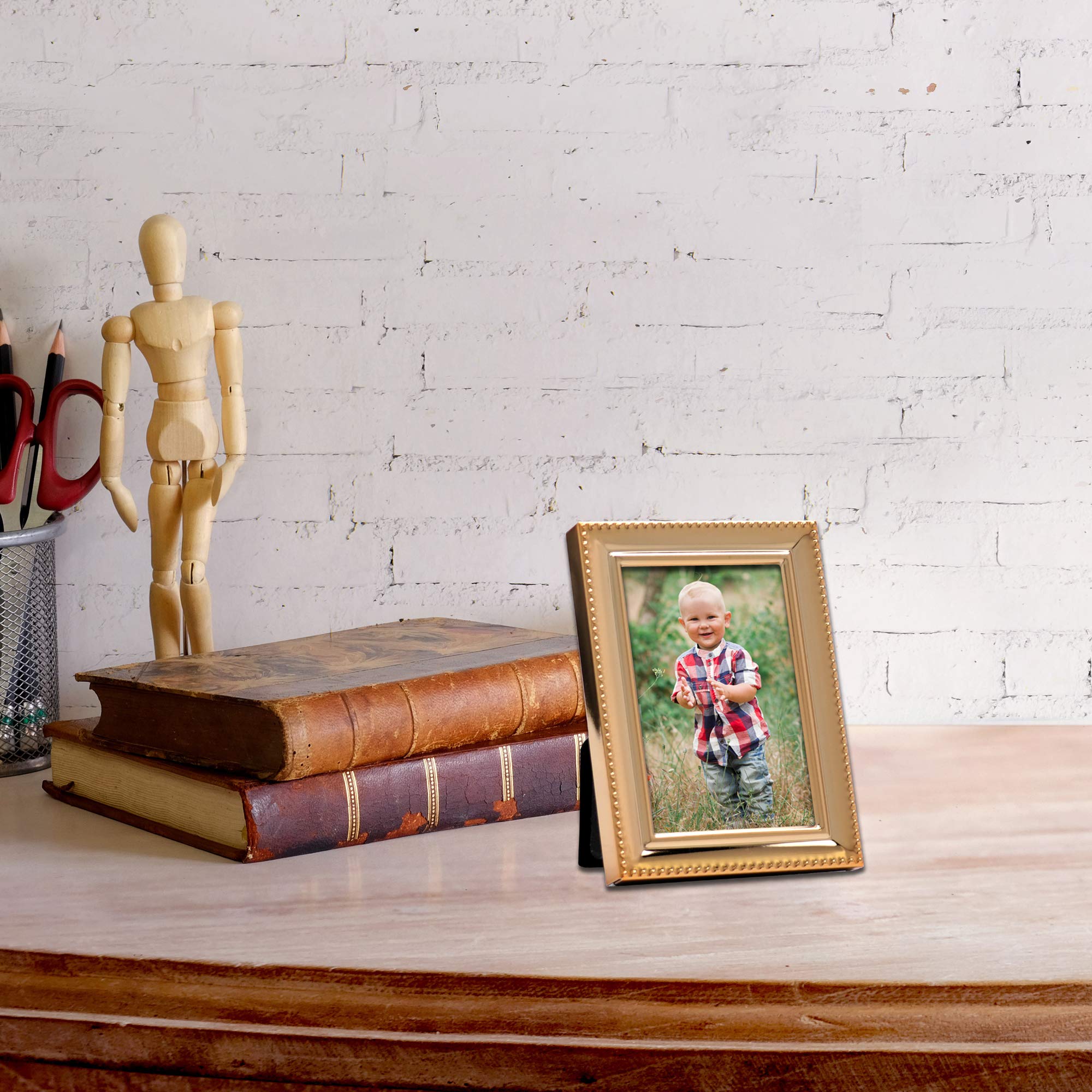 Lawrence Frames - 11723 Classic Bead Picture Frame 2.5x3.5 Inches, Gold Photo Frame for Tabletop Display, Home Decor, Wedding, Anniversary, and Gift Giving