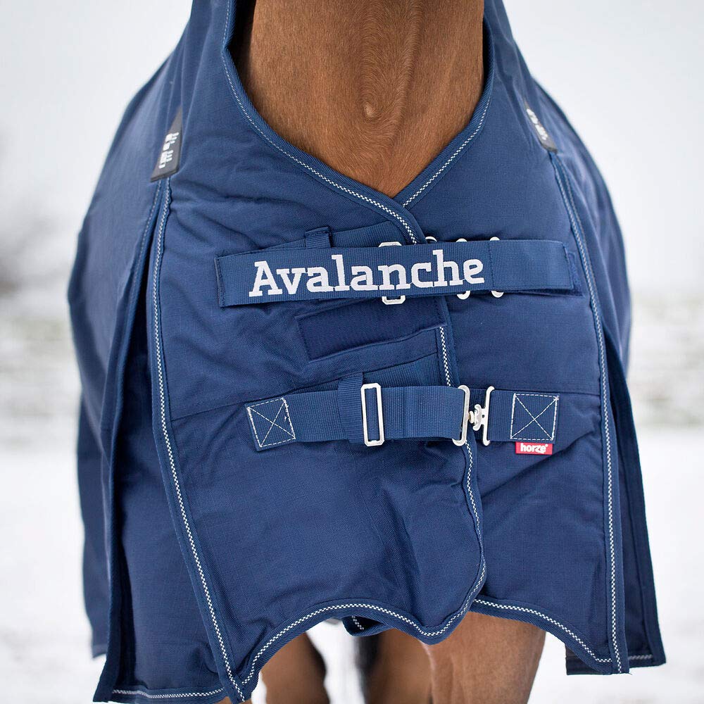 HORZE Avalanche 1200D Ripstop High Neck Medium Weight Waterproof Horse Turnout Blanket (150g Fill) - Peacoat Dark Blue - 75 inch - Ideal for Cold Weather Horse Riding and Stable Use