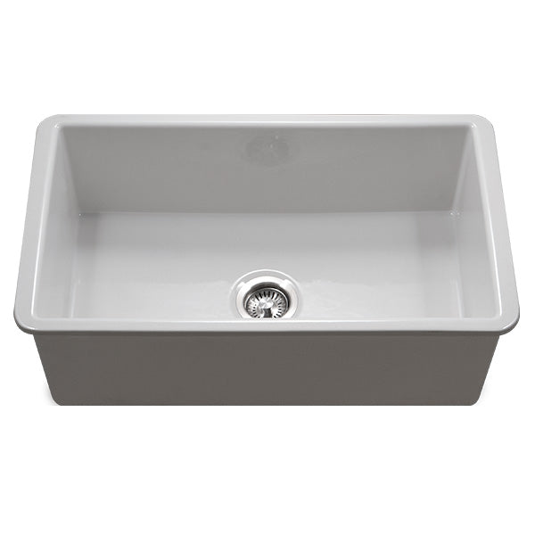 Hamat CHE 3219SU MZ Undermount Fireclay Single Bowl Kitchen Sink - White Marble Finish, Durable & Scratch-Resistant for Modern Farmhouse & Luxury Home Kitchens