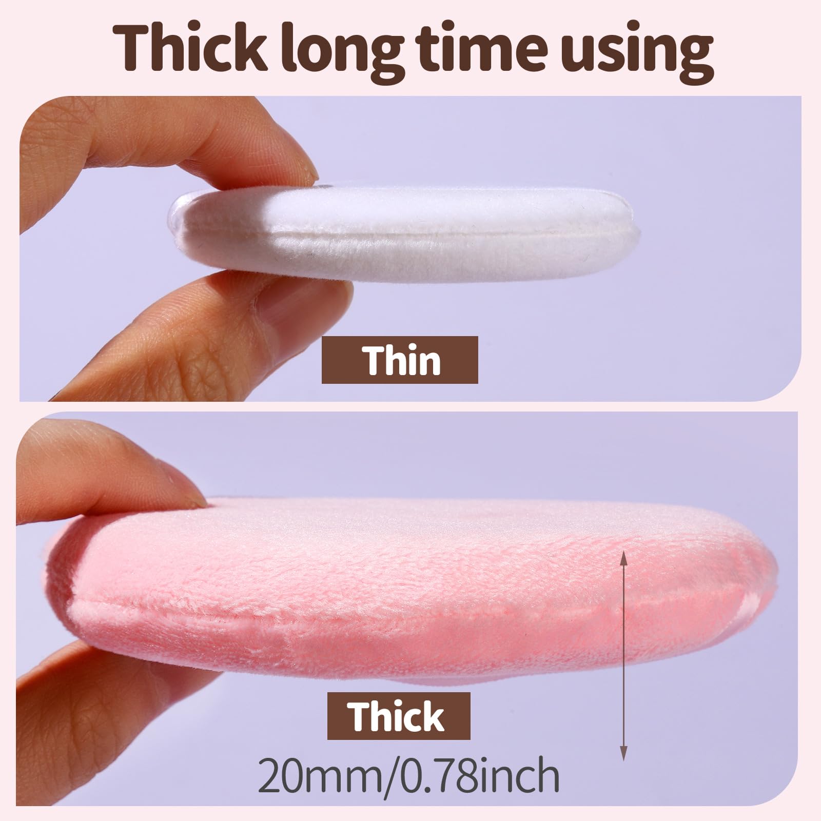 Teenitor 2Pcs Large Soft Pink Powder Puff (4.13 Inch) for Body Powder Application - Perfect for Makeup, Baby Powder & Loose Powder Application at Home or Travel