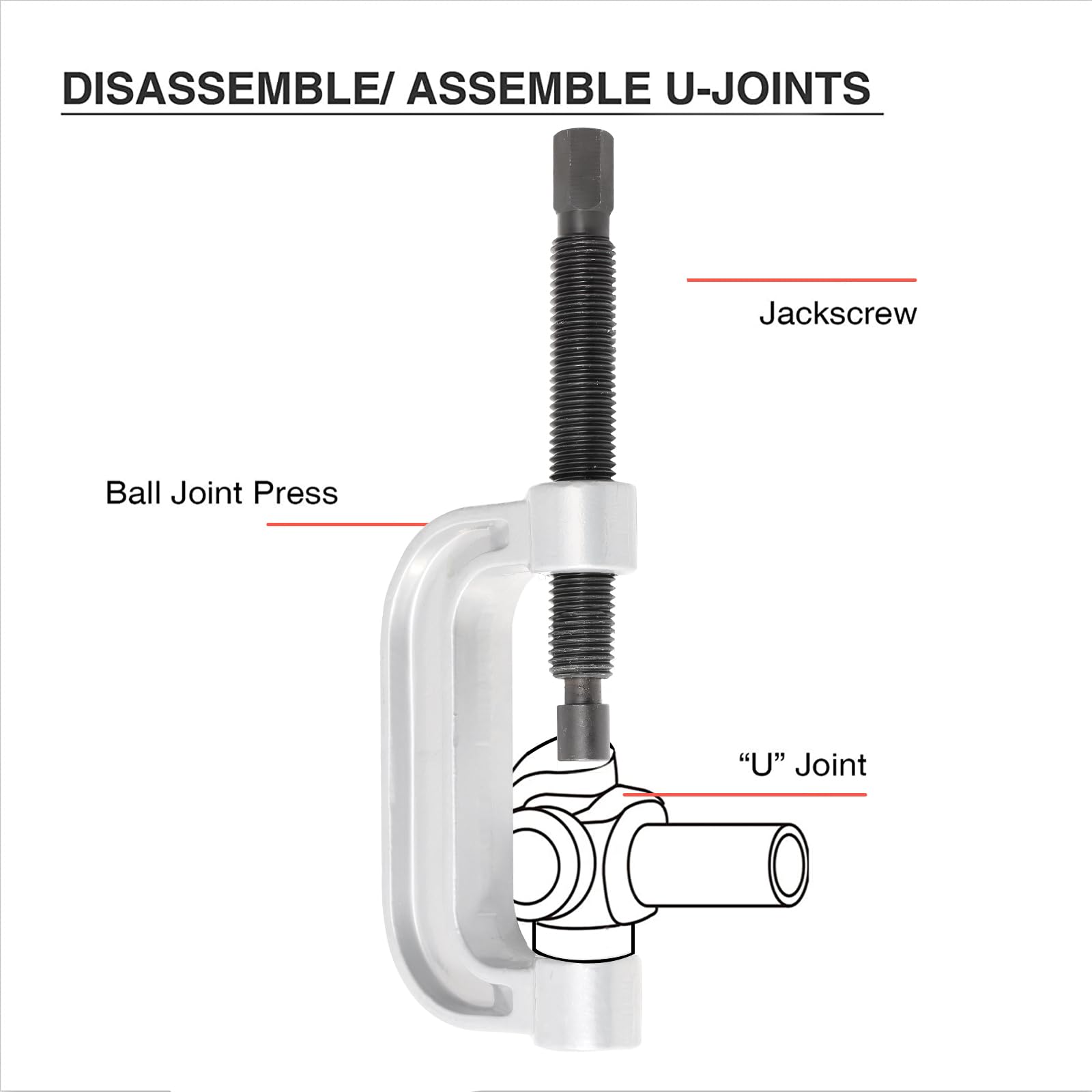 21PCS Heavy Duty Ball Joint Removal Tool Kit with C Frame & Adapters - Universal U Joint Removal and Brake Anchor Pin Tool for 2WD/4WD Vehicles & Light Trucks - Perfect for Auto Repair Shops and DIY Mechanics