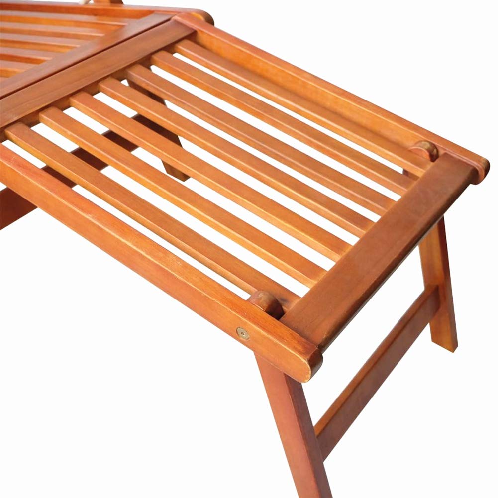Premium Acacia Wood Outdoor Lounge Chair with Adjustable Footrest - 66