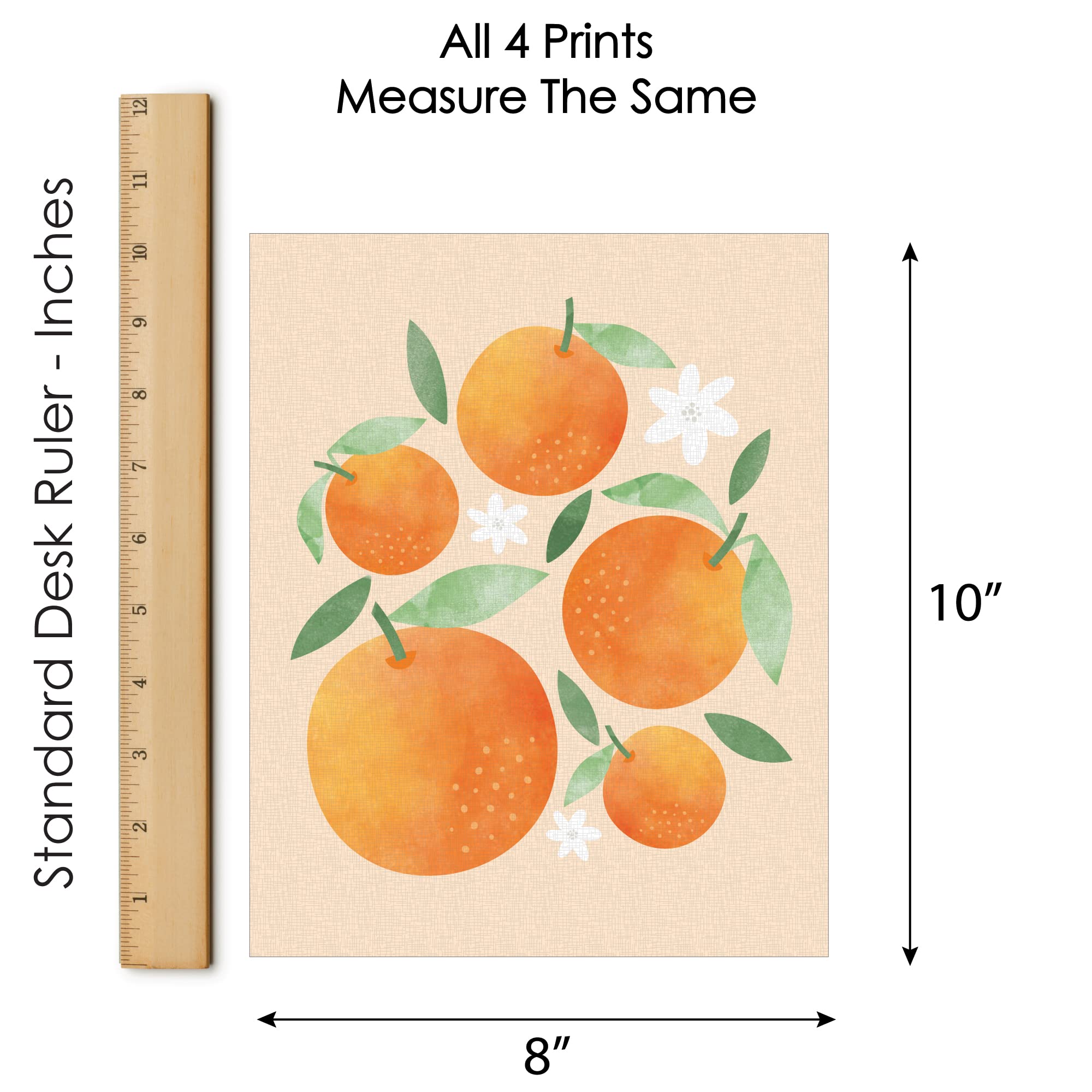 Big Dot of Happiness Little Clementine - Set of 4 Unframed 8x10 Inch Orange Citrus Kitchen Wall Art Prints | Perfect for Home Decor, Dining Room, Cafe & Office | Cute Fruit-Themed Paper Artisms