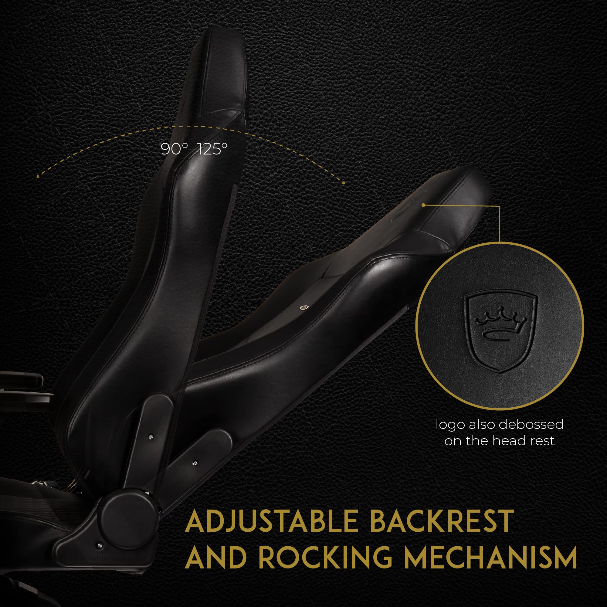 Noblechairs Hero Gaming Chair - Ergonomic Office Chair with Adjustable Lumbar Support, Premium Real Leather, Black - Perfect for PC Gaming, Work from Home & Office Workspace