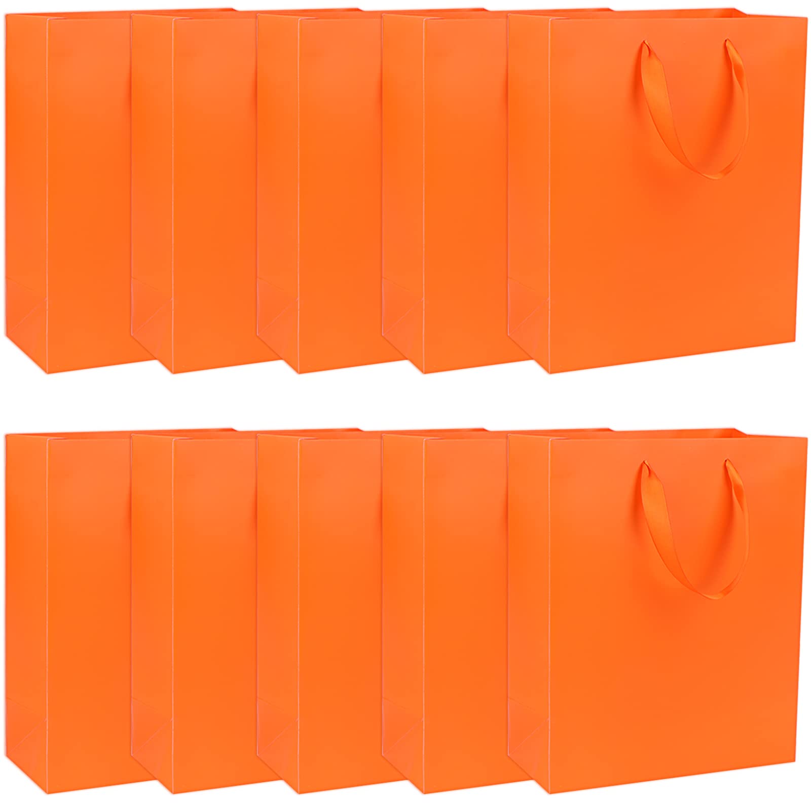 24 Pcs Orange Gift Bags with Wide Handles - 9.8
