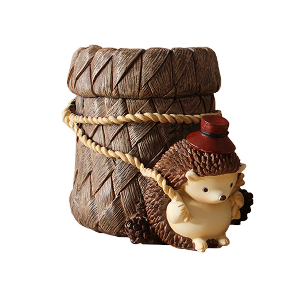 Cute Hedgehog Desk Pen Holder & Toothbrush Organizer - Resin Desktop Storage Container for Stationery, Office & Study Decor - Perfect for Desk, Bookshelf & Workspace Organization