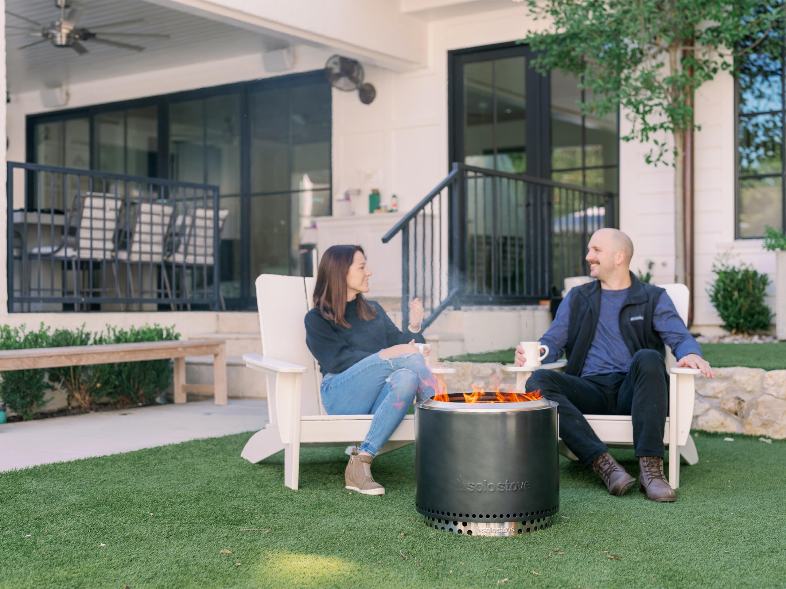 Solo Stove Bonfire 2.0 Smokeless Fire Pit with Stand & Removable Ash Pan - 19.5 Inch Portable Stainless Steel Wood Burning Fireplace for Backyard, Camping, Patio - Ideal for 4-6 People - 21.75 lbs Gunmetal Finish