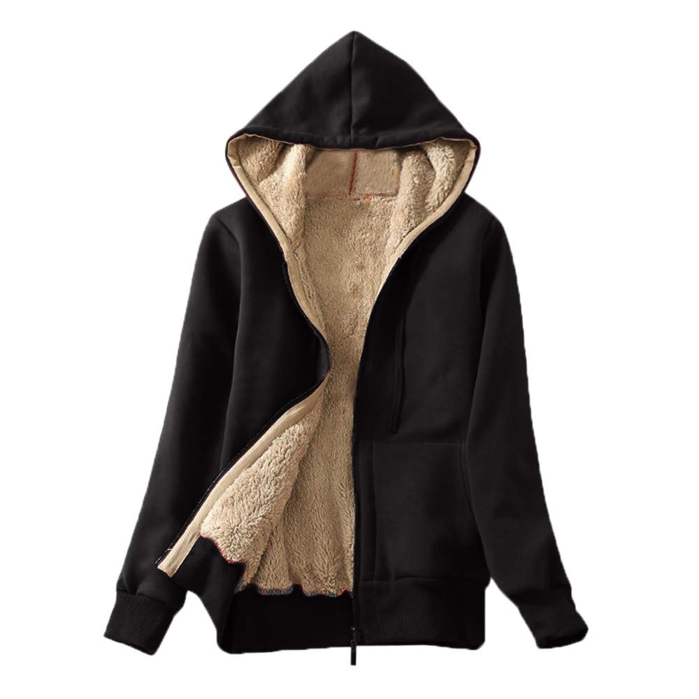 Women's Winter Warm Sherpa Lined Zip-Up Hoodie Jacket - Cozy Fleece Lined Flannel Sweatshirt Coat for Casual Wear & Outdoor Activities