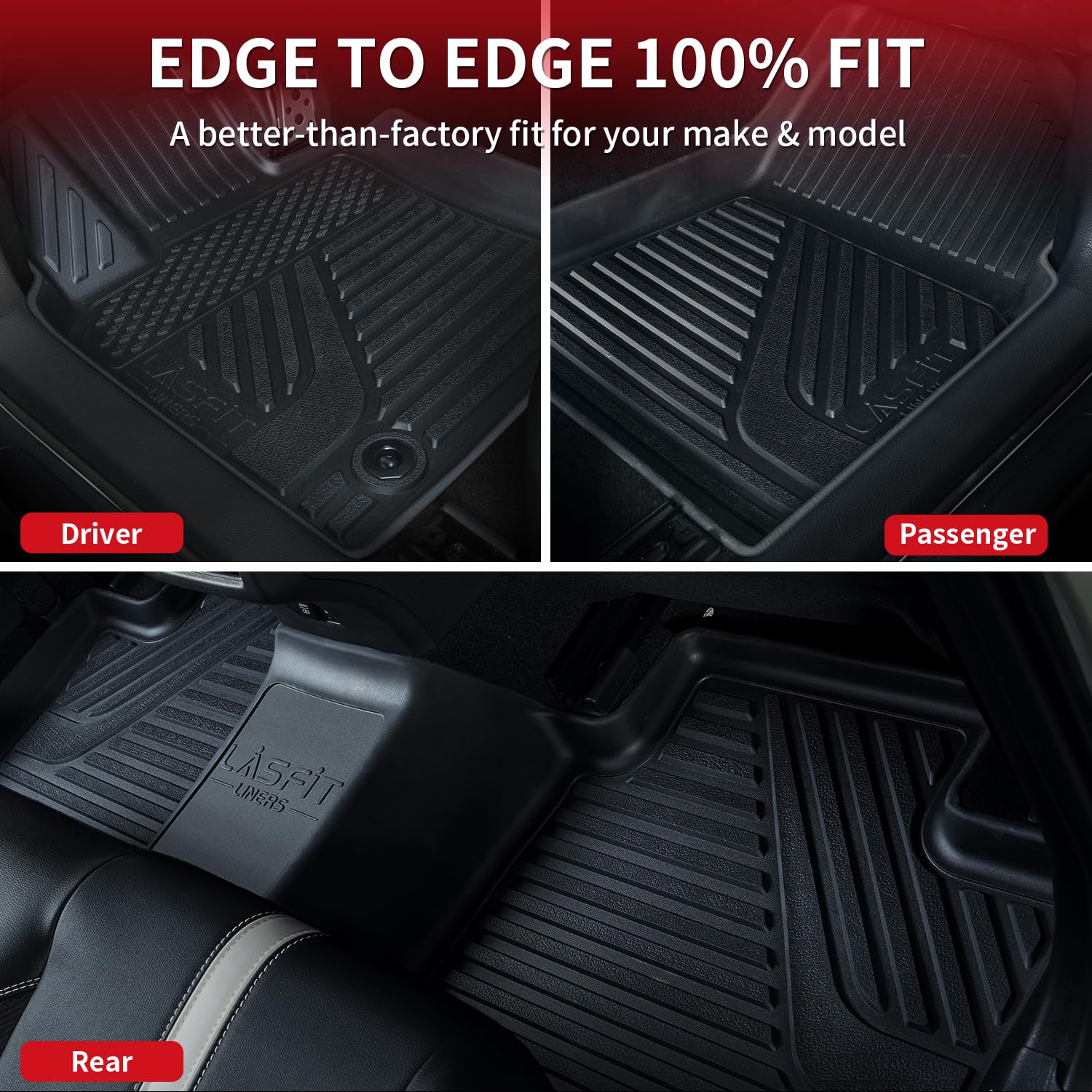 LASFIT All-Weather TPE Floor Mats & Trunk Liner for 2025 Toyota Camry Hybrid/LE/SE/XLE/XSE - Custom Fit Front & Rear Full Set Car Mats (Black) - Perfect for Daily Commuting, Road Trips & All-Season Protection