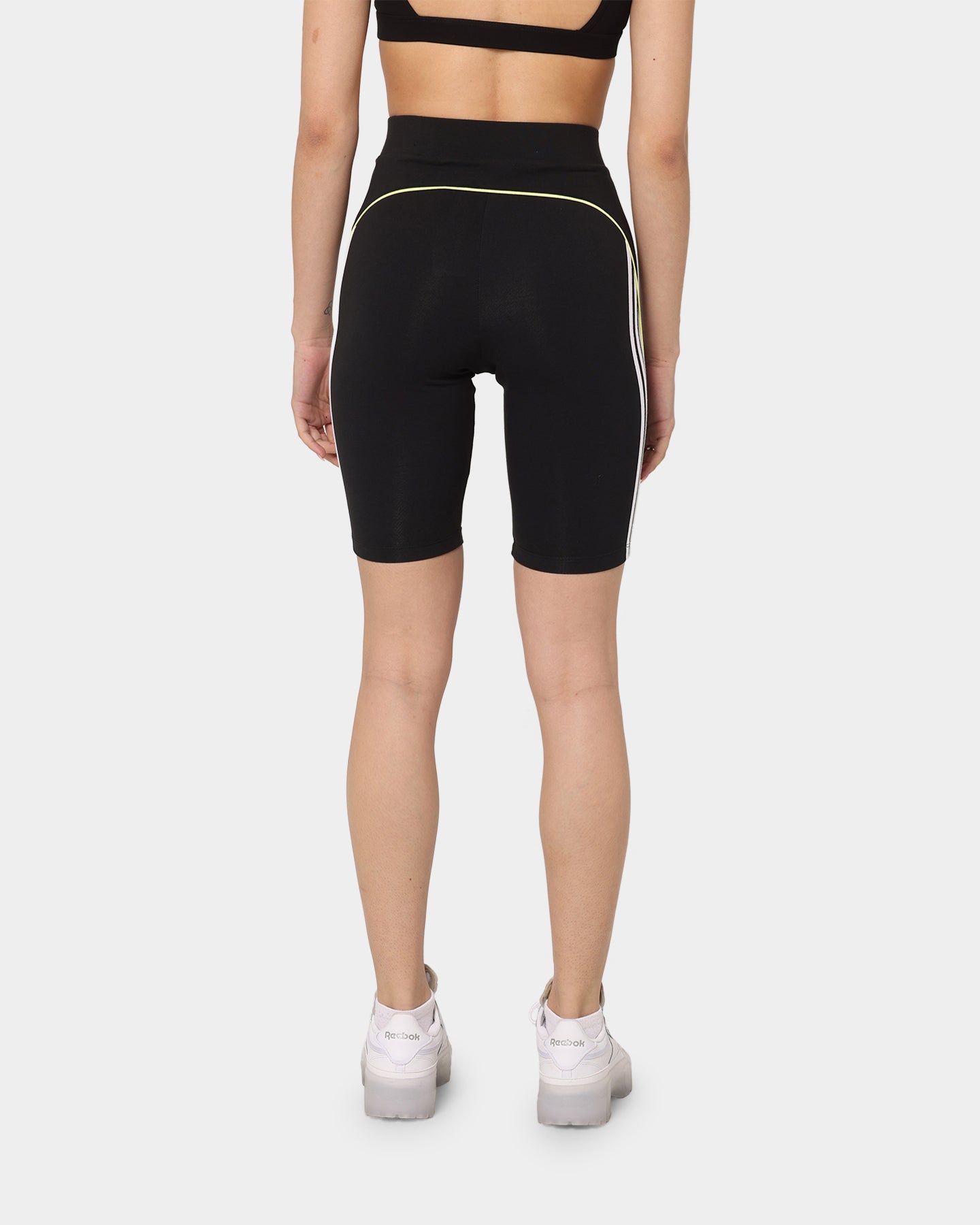 Adidas Women's High Waist Contrast Bike Shorts - Black - Workout, Running, Yoga & Gym Athletic Shorts