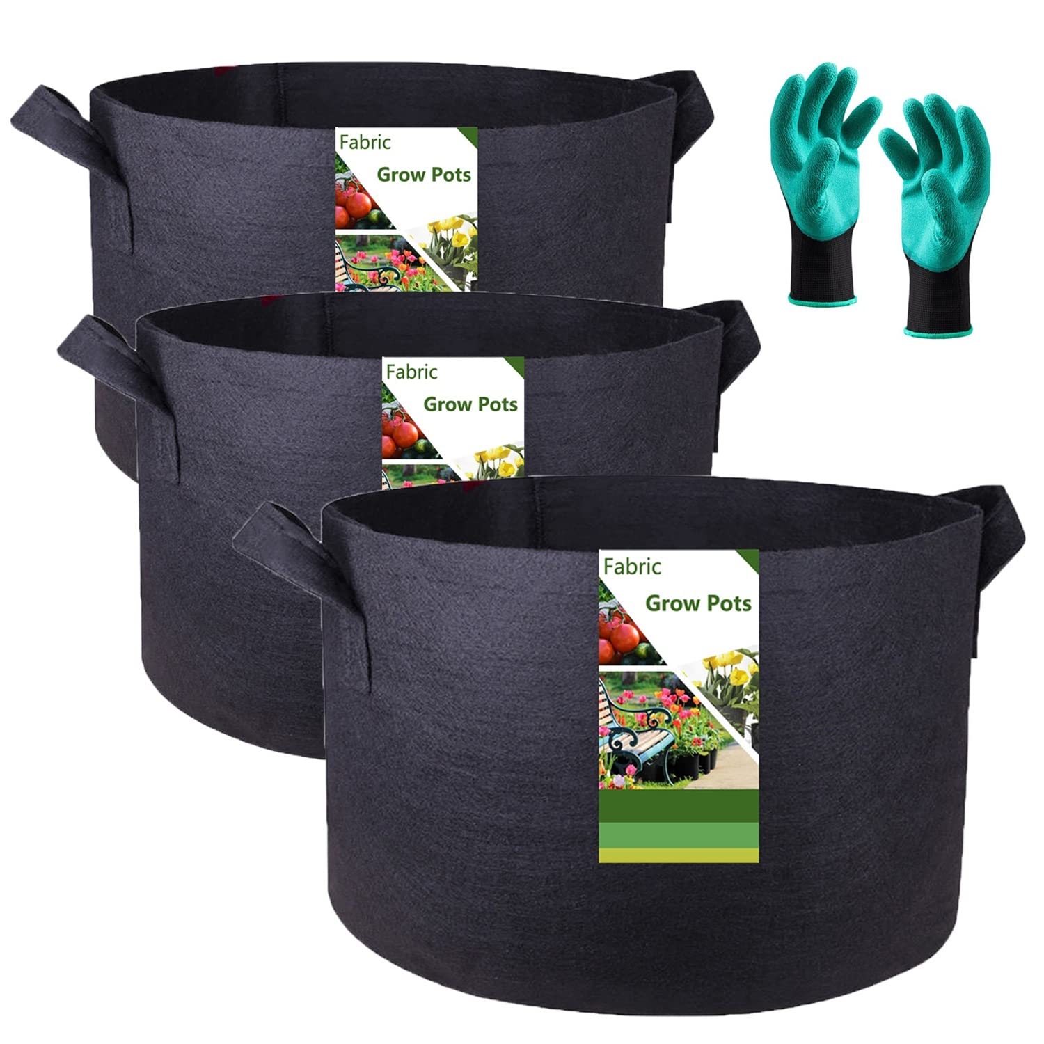 **3-Pack 20 Gallon Thickened Fabric Grow Bags (22x12 Inch) - Heavy Duty Garden Plant Pots for Tomatoes, Potatoes, Herbs & Vegetables - Ideal for Planting, Yard Waste & Leaf Collection**