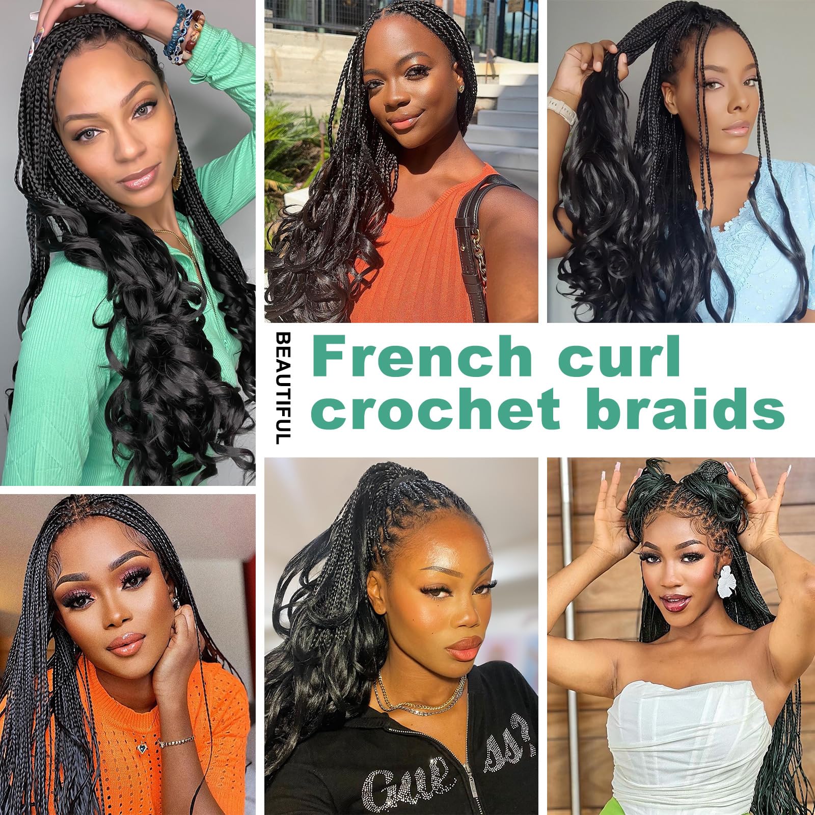 7 Packs 22 Inch French Curl Crochet Braids - Goddess Box Braids with Curly Ends (1B/27/613) | Perfect for Protective Styles, Natural Hair Extensions & Boho Chic Looks
