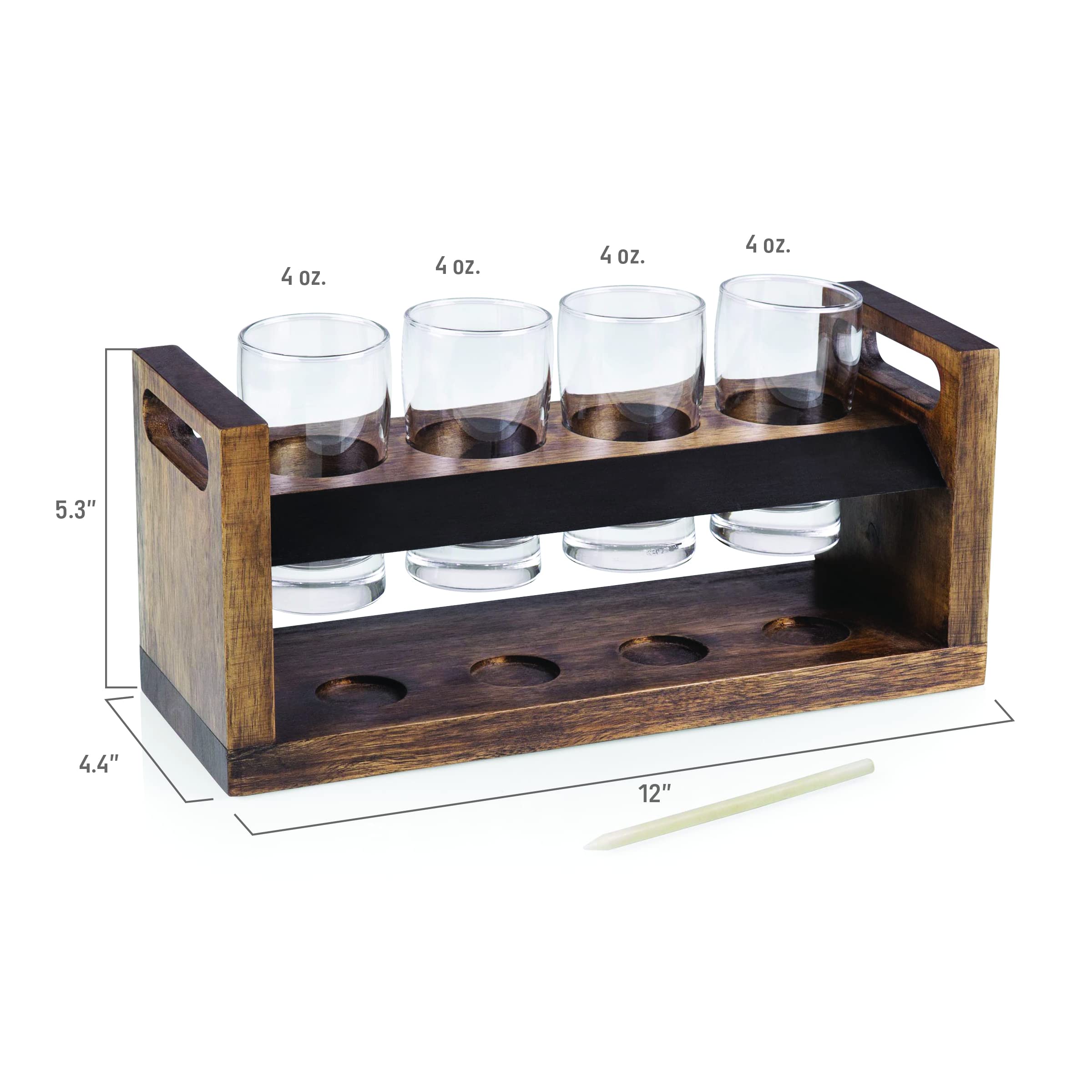 PICNIC TIME Brown Cincinnati Bengals Craft Beer Flight - 4-Piece Wooden Beer Tasting Set for Football Tailgating, Home Brewing & Game Day Parties