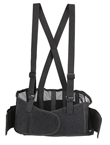 Adjustable Back Brace Lumbar Support with Breathable Spandex Panel & Hook Loop Fastener - Posture Corrector for Office Work, Weightlifting & Back Pain Relief