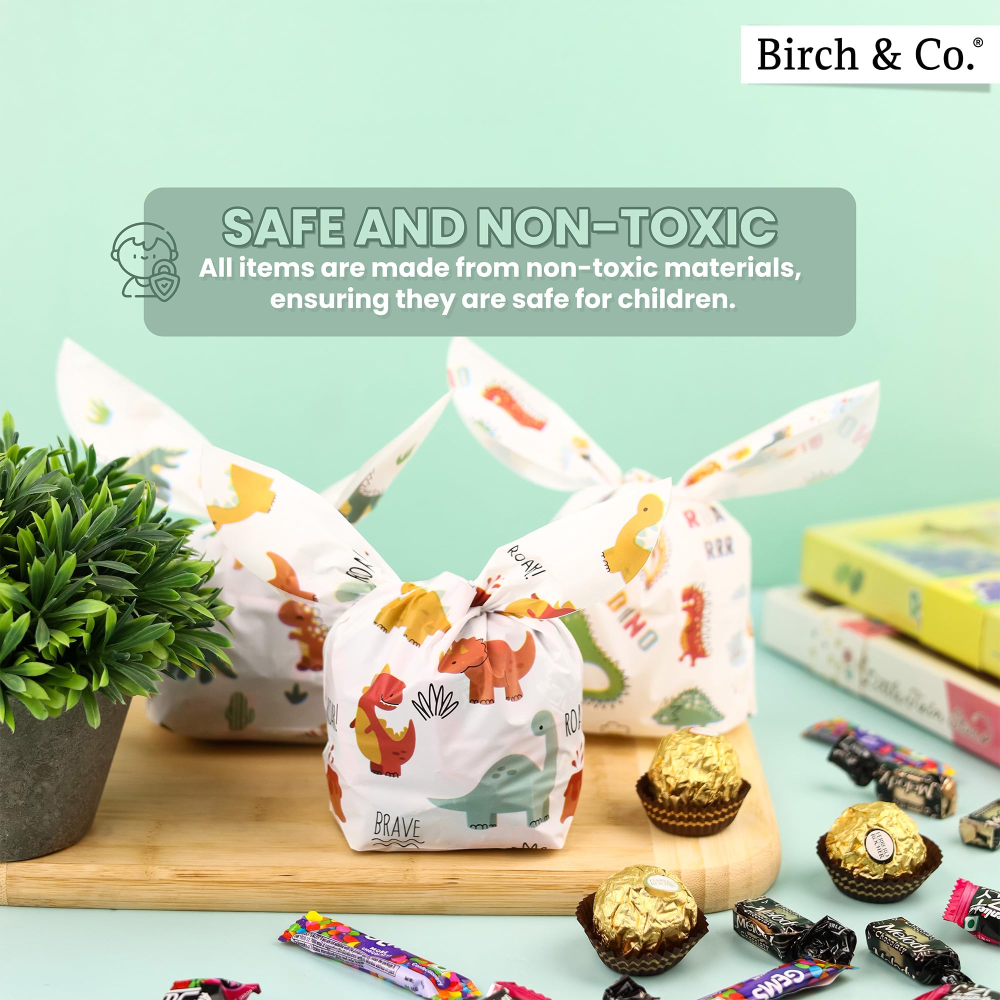Kids Birthday Return Gift Bags - Party Favor Pouches with Small Dinosaur Design - Premium Goodie Bags for Birthday Parties, Baby Showers & School Events - Perfect for Candy, Toys & Small Gifts
