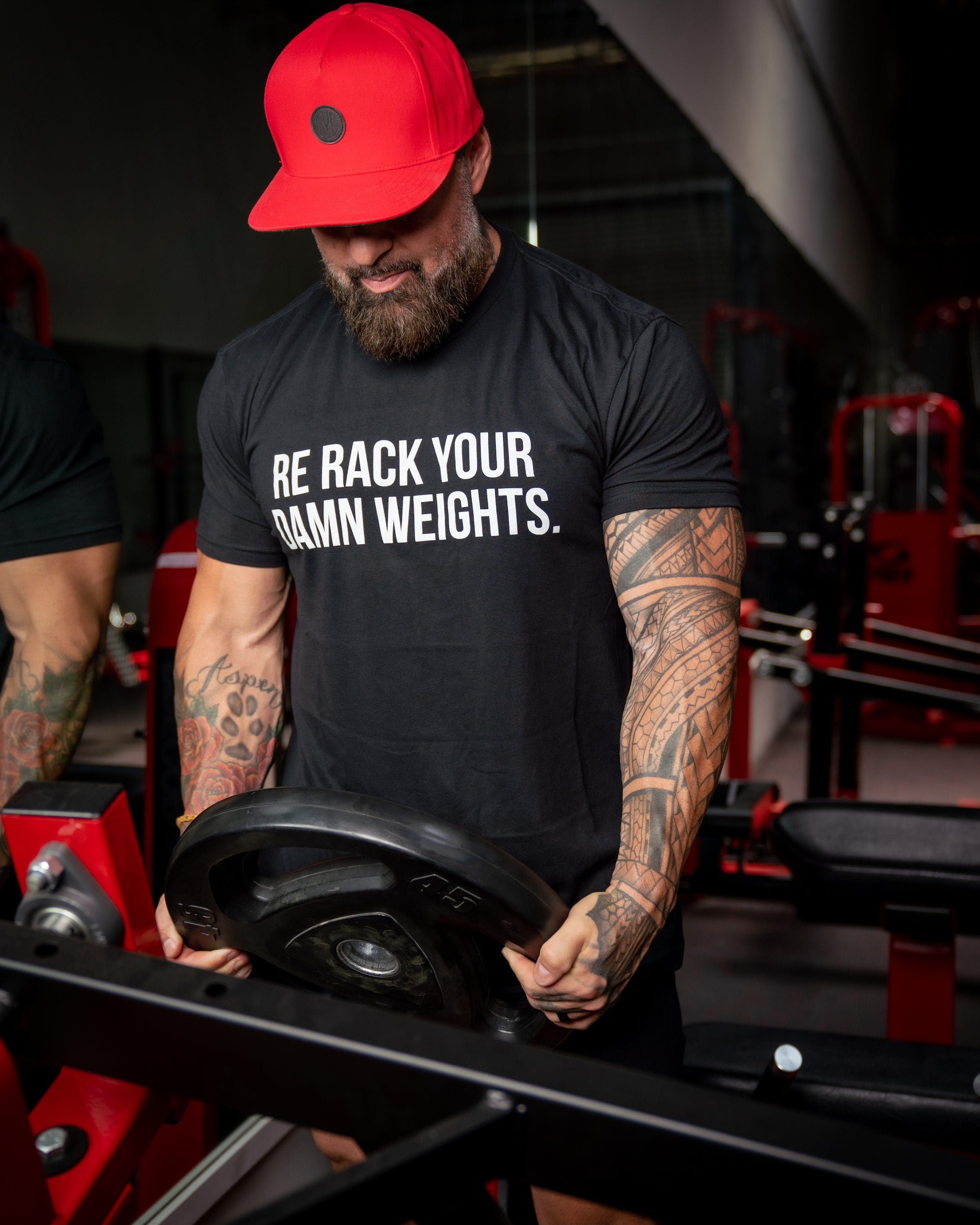 Re Rack Your Damn Weight T-Shirt - Black Gym Shirt for Weightlifting & Fitness Training