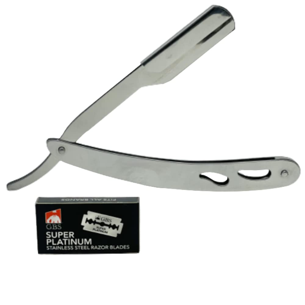 G.B.S Professional Barber Straight Edge Razor Shavette with 32 Double Edge Blades - Precision Shaving Tool for Men's Grooming, Beard Trimming & Barber Shop Use