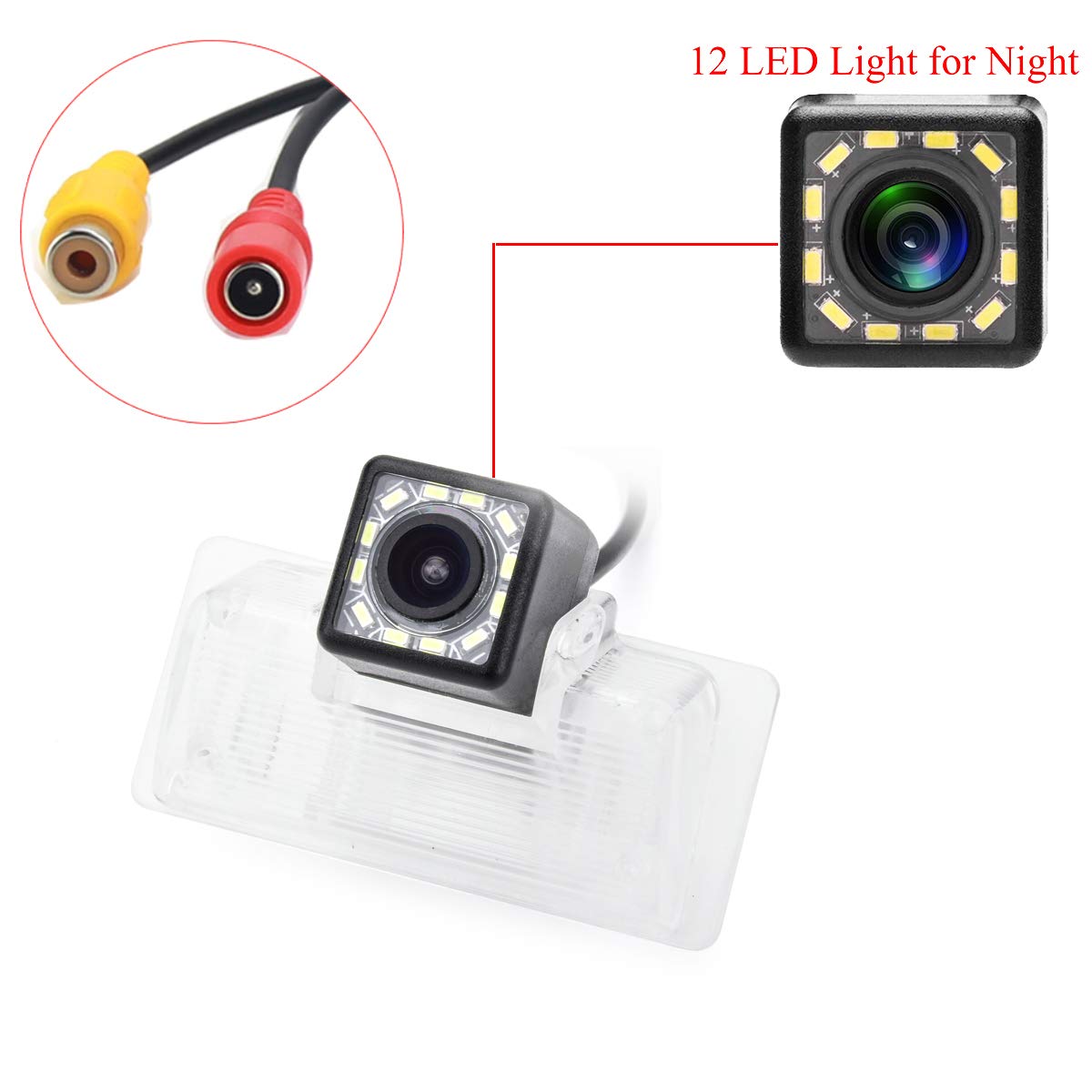 12 LED Waterproof Shockproof Reversing Backup Camera for Nissan Altima/Latio/Tiida/Sentra/Maxima/Teana - HD Night Vision Parking Aid for Sedans, SUVs & Trucks (Perfect for Tight Parking & Reversing Safety)
