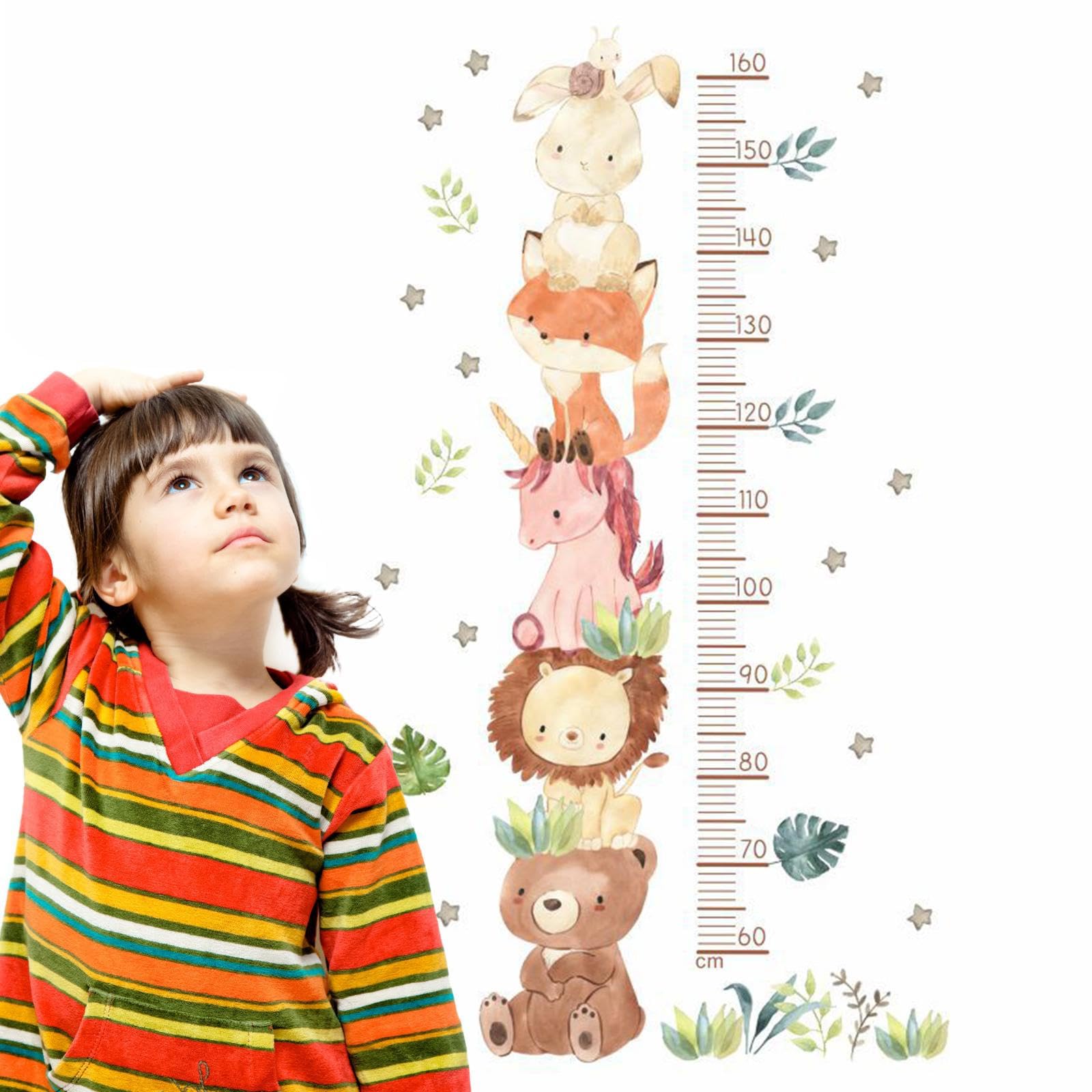 Animal Kids Growth Chart Wall Stickers - Waterproof PVC Height Measurement Decals for Nursery & Bedroom Decor | Perfect for Tracking Child's Development & Playroom Wall Art