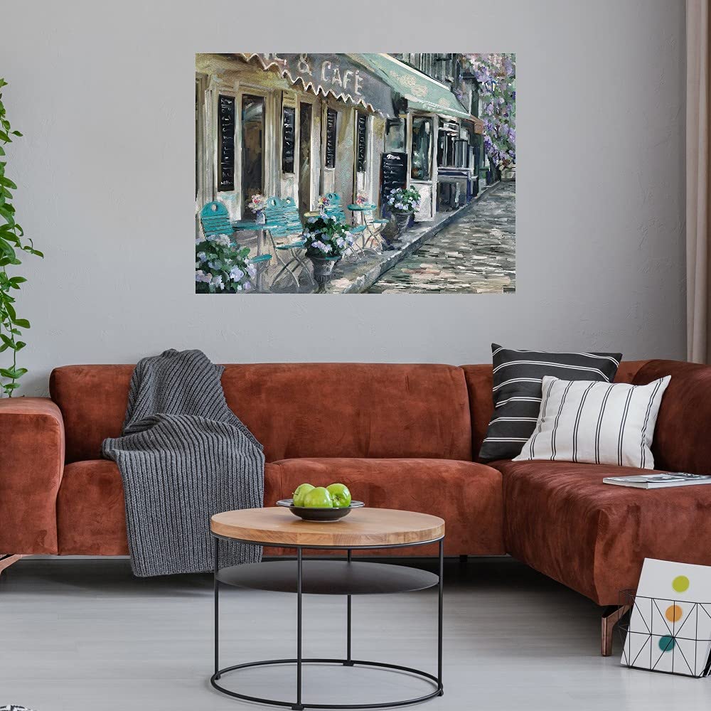 French Art Bistro de Paris II Canvas Wall Art - 32x24 Inch Large Painting for Living Room Decor | Modern Cityscape Fine Art Print | Perfect for Home, Office & Cafe Wall Decoration