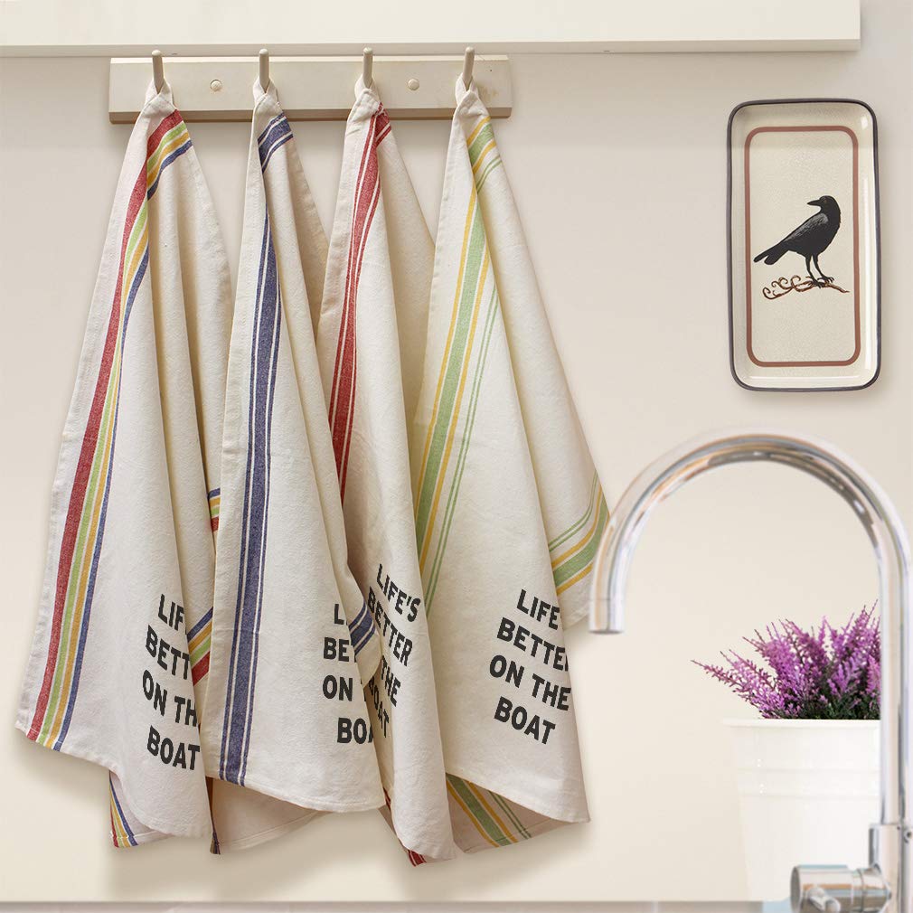 Custom Boat-Themed Kitchen Towels - Blue Stripe Design for Cooking, Cleaning & Decor | Perfect for Boating Enthusiasts & Nautical Home Decor